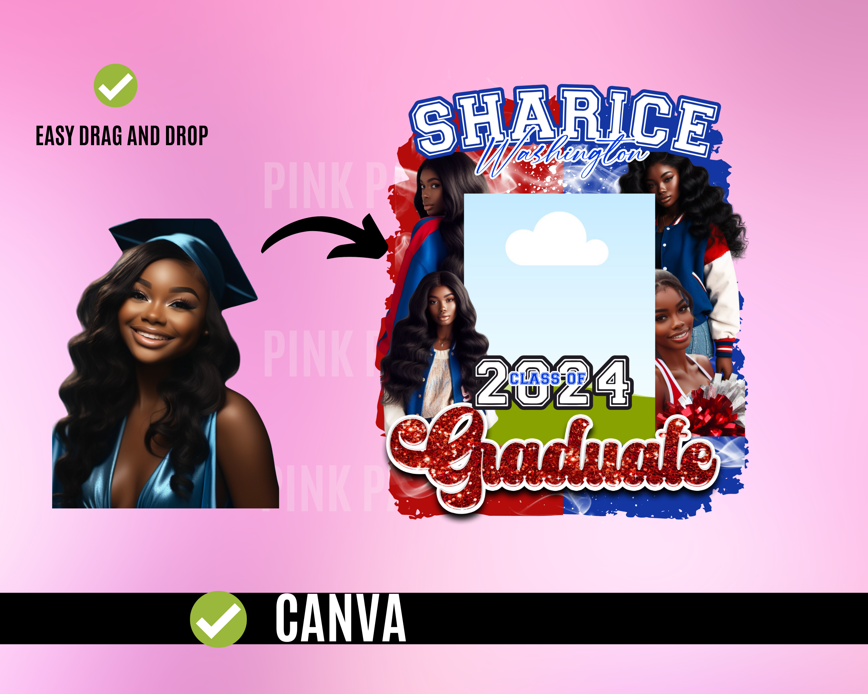 Graduation TShirt Template - Red and Blue