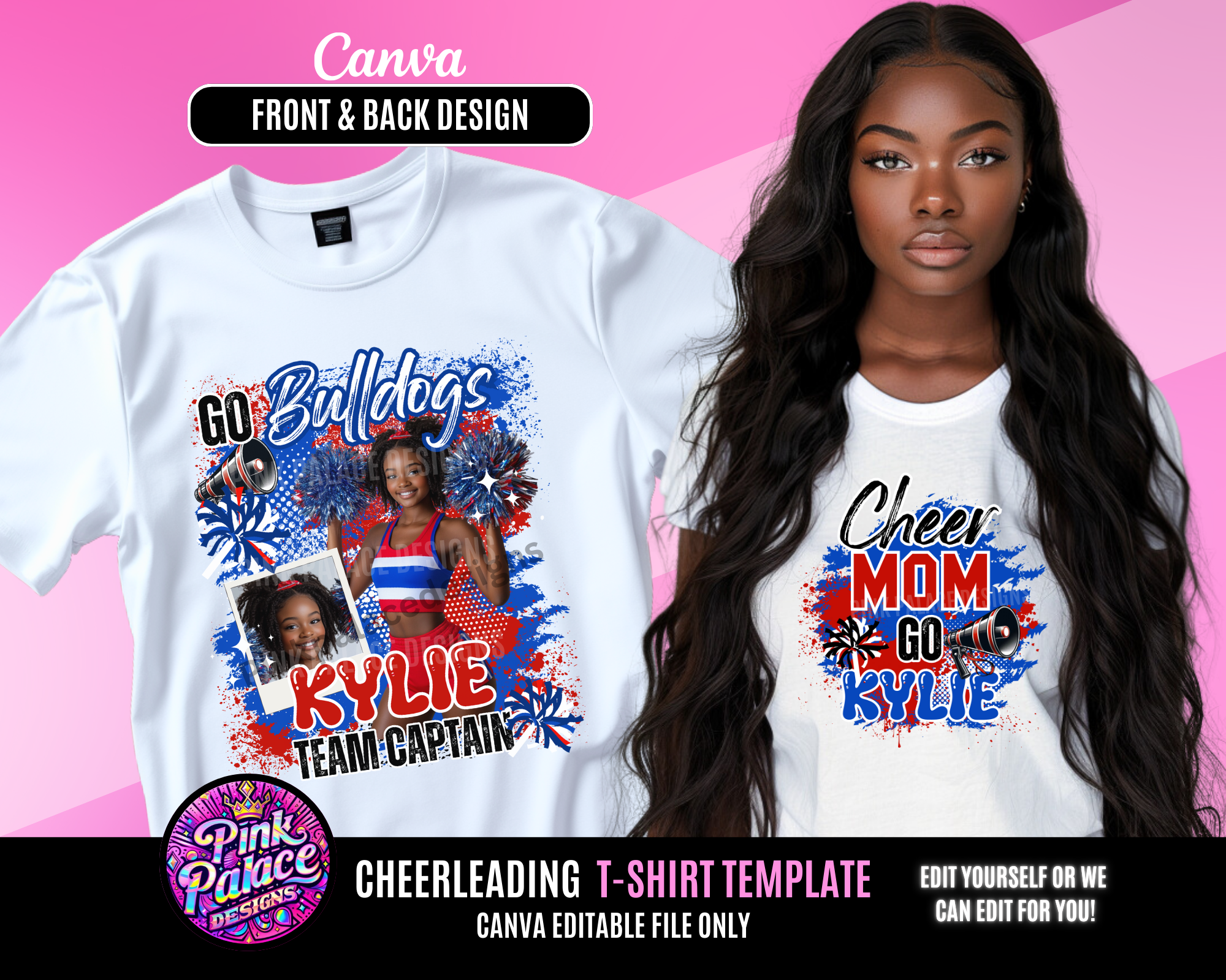 Center Cheerleading TShirt Template -Red Blue