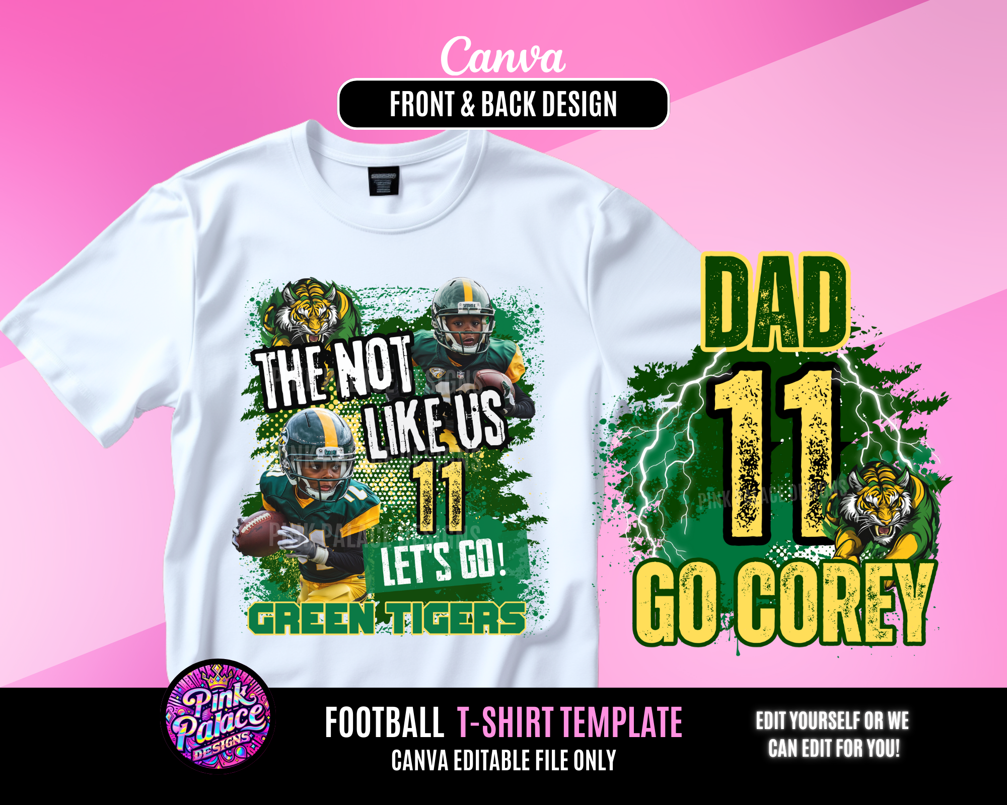 Center Football TShirt Template Green Yellow