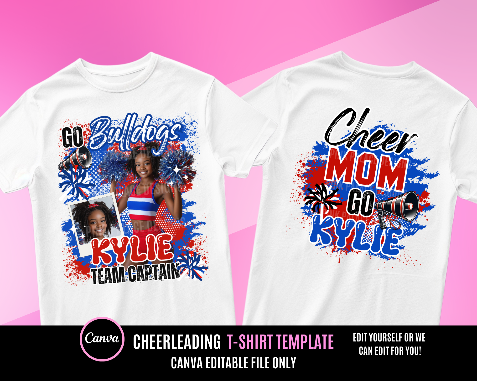 Center Cheerleading TShirt Template -Red Blue