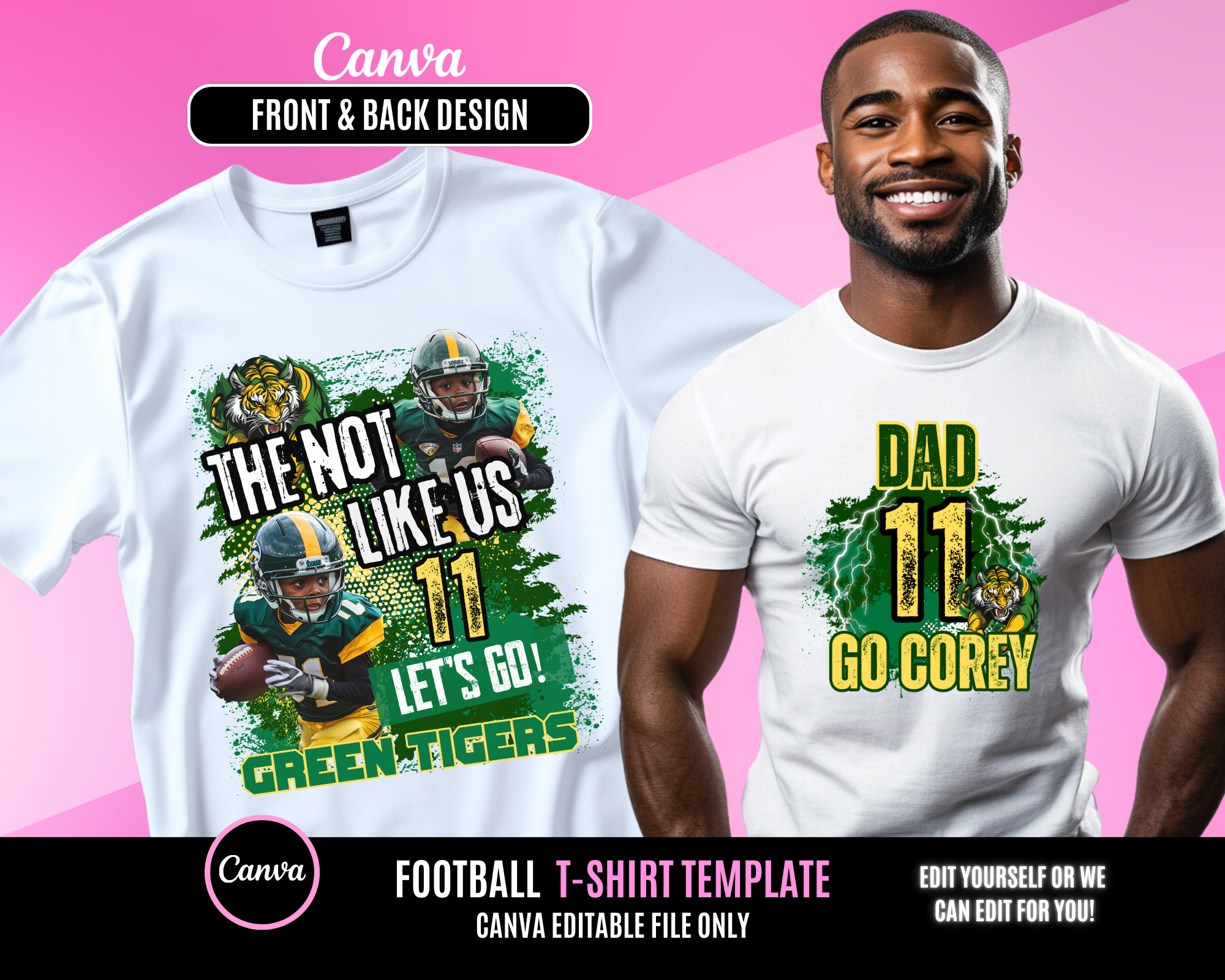Center Football TShirt Template Green Yellow
