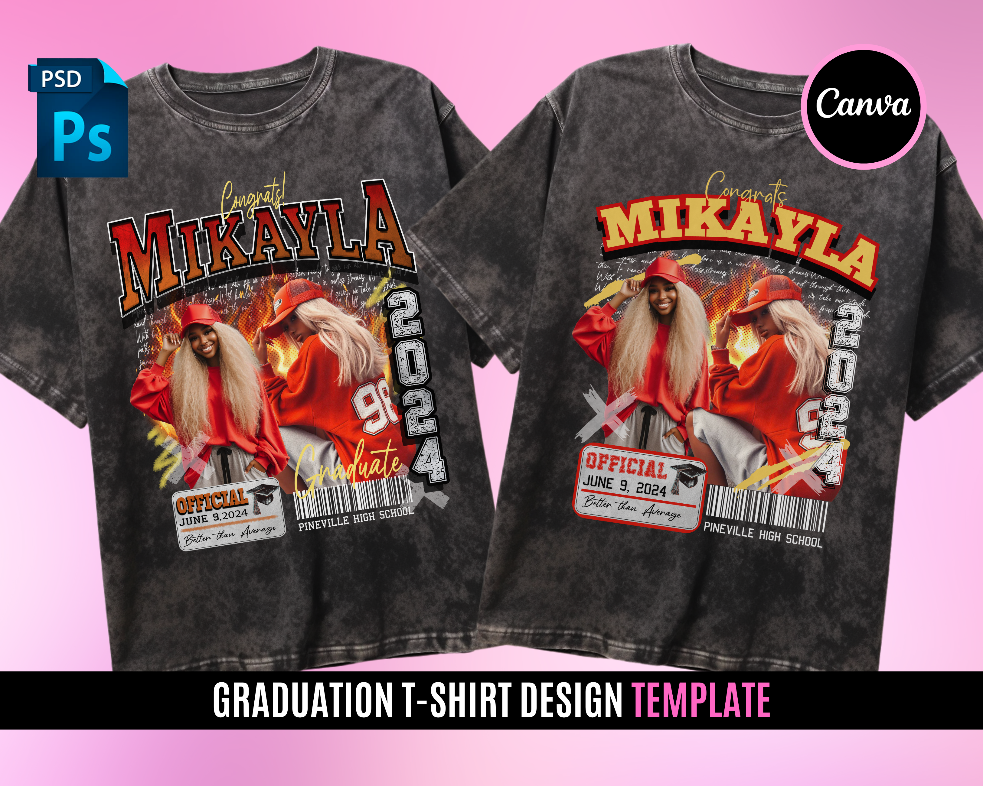 Graduation TShirt Template Vintage - Red Yellow