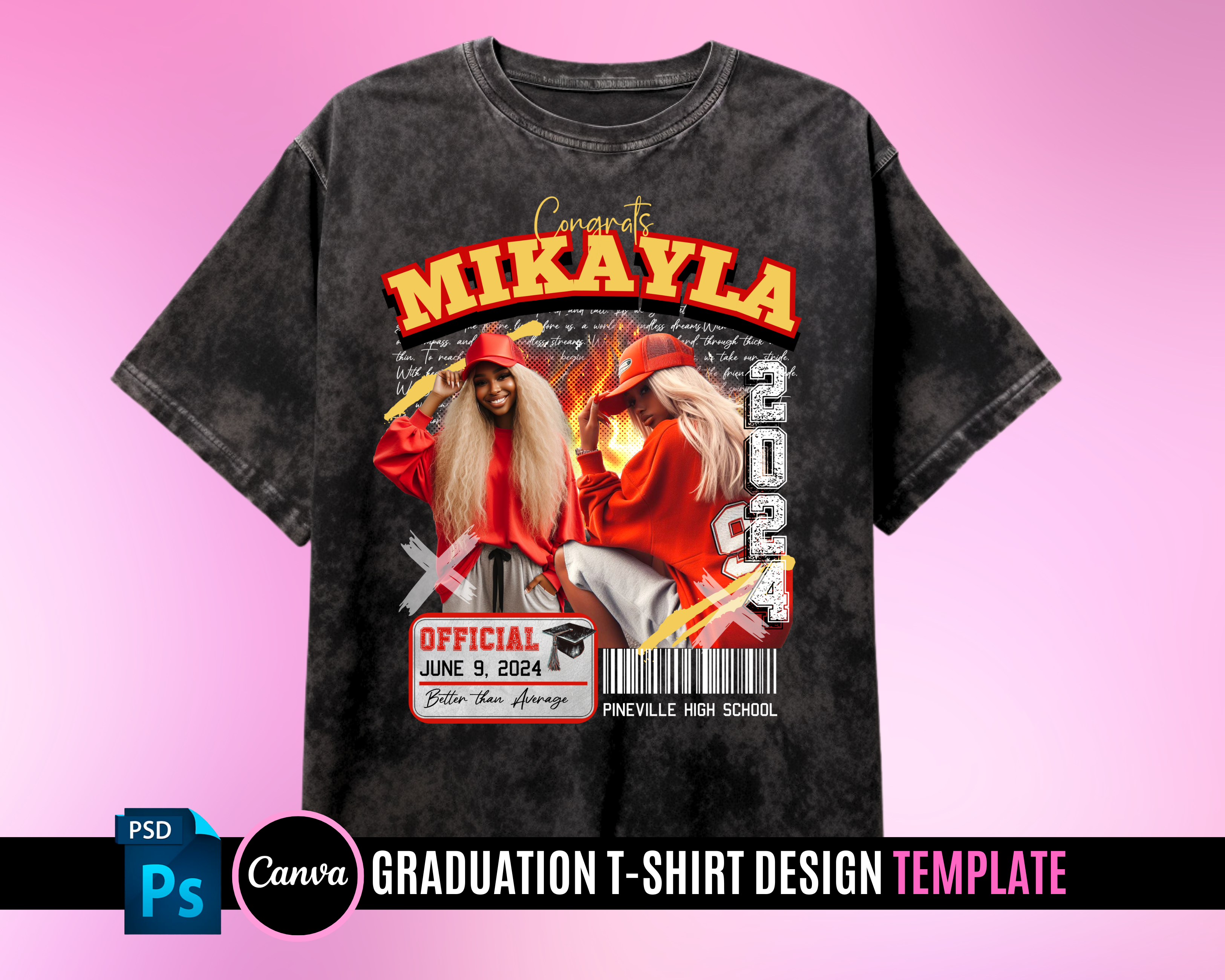 Graduation TShirt Template Vintage - Red Yellow