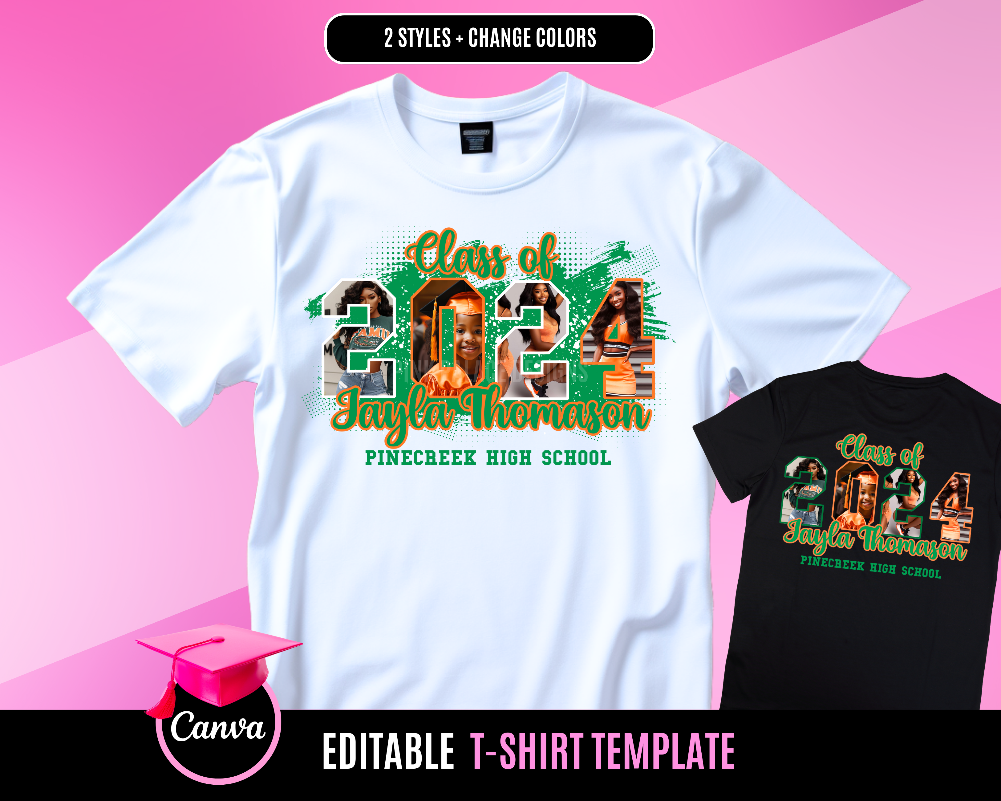 Graduation TShirt Template 2024 - Green and Orange