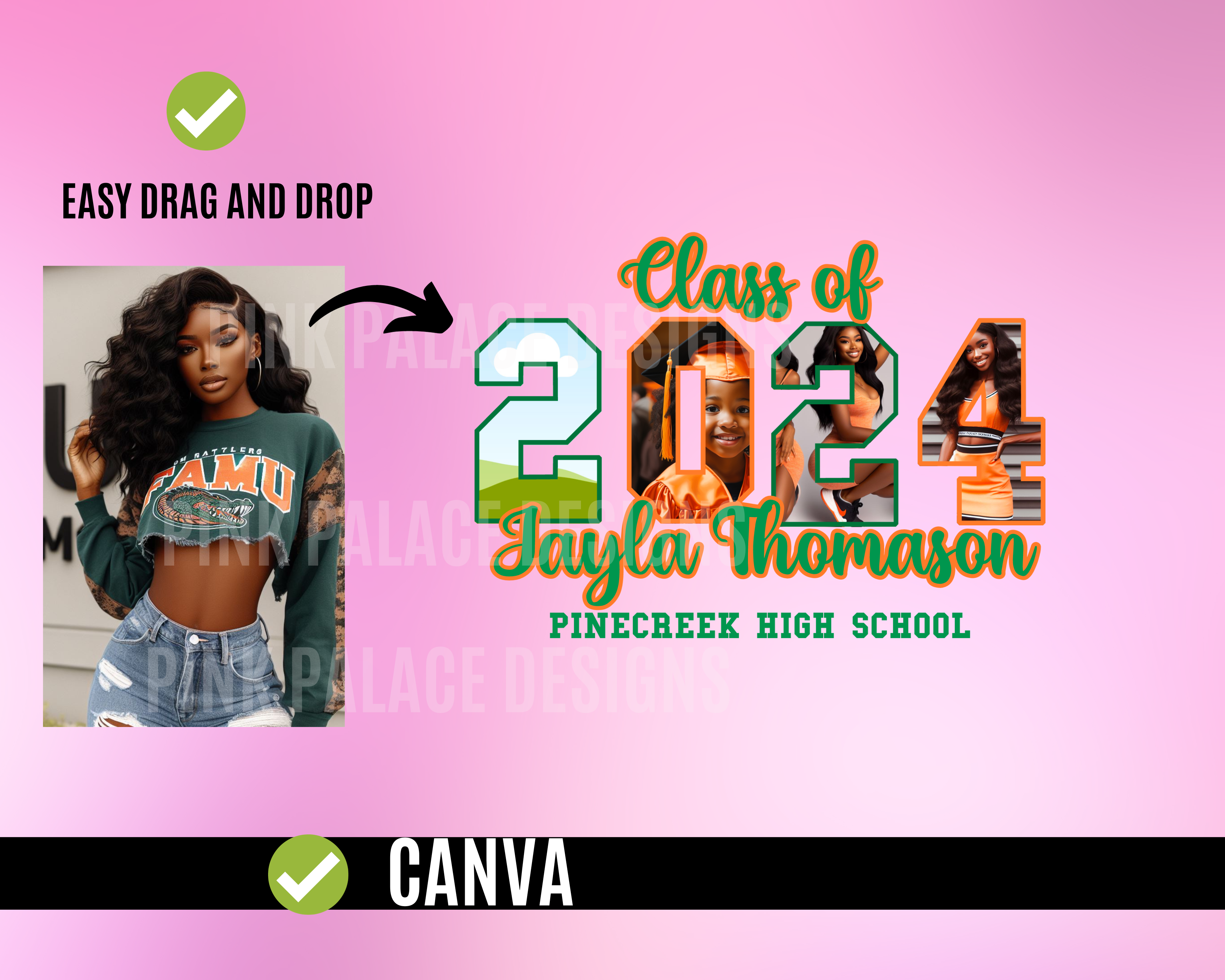 Graduation TShirt Template 2024 - Green and Orange