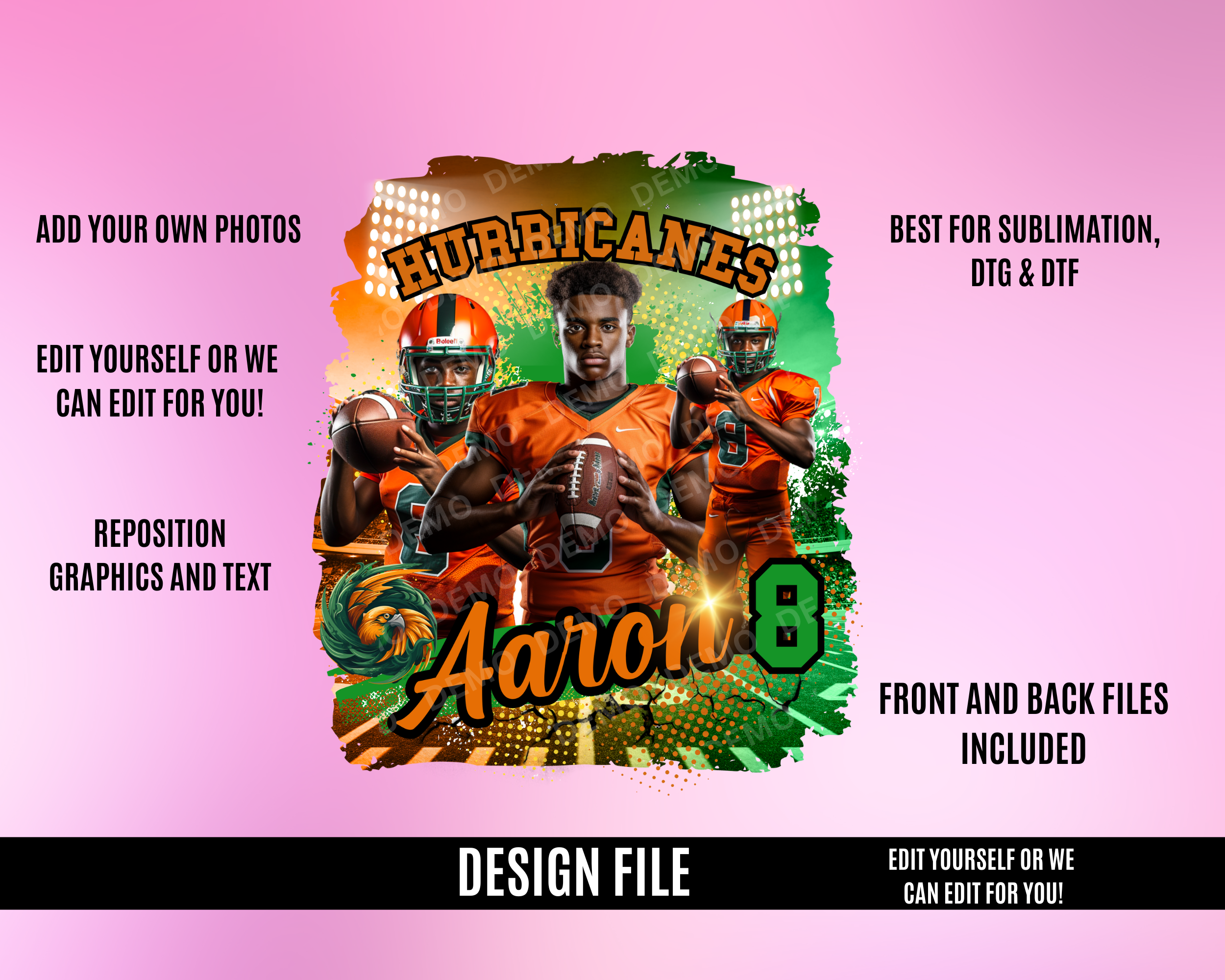 Center Football TShirt Template - Green Orange
