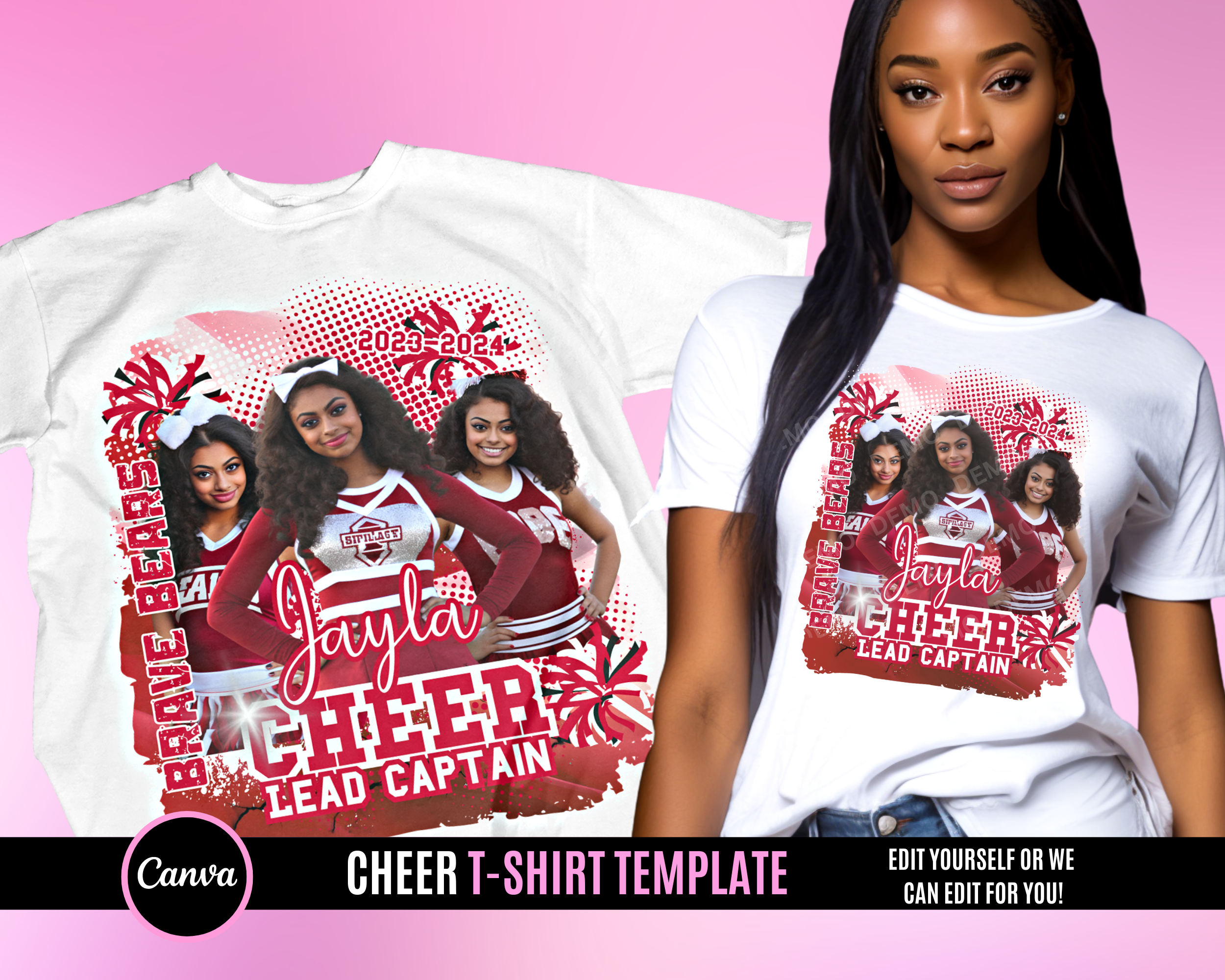 Center Cheerleading TShirt Template - Red White