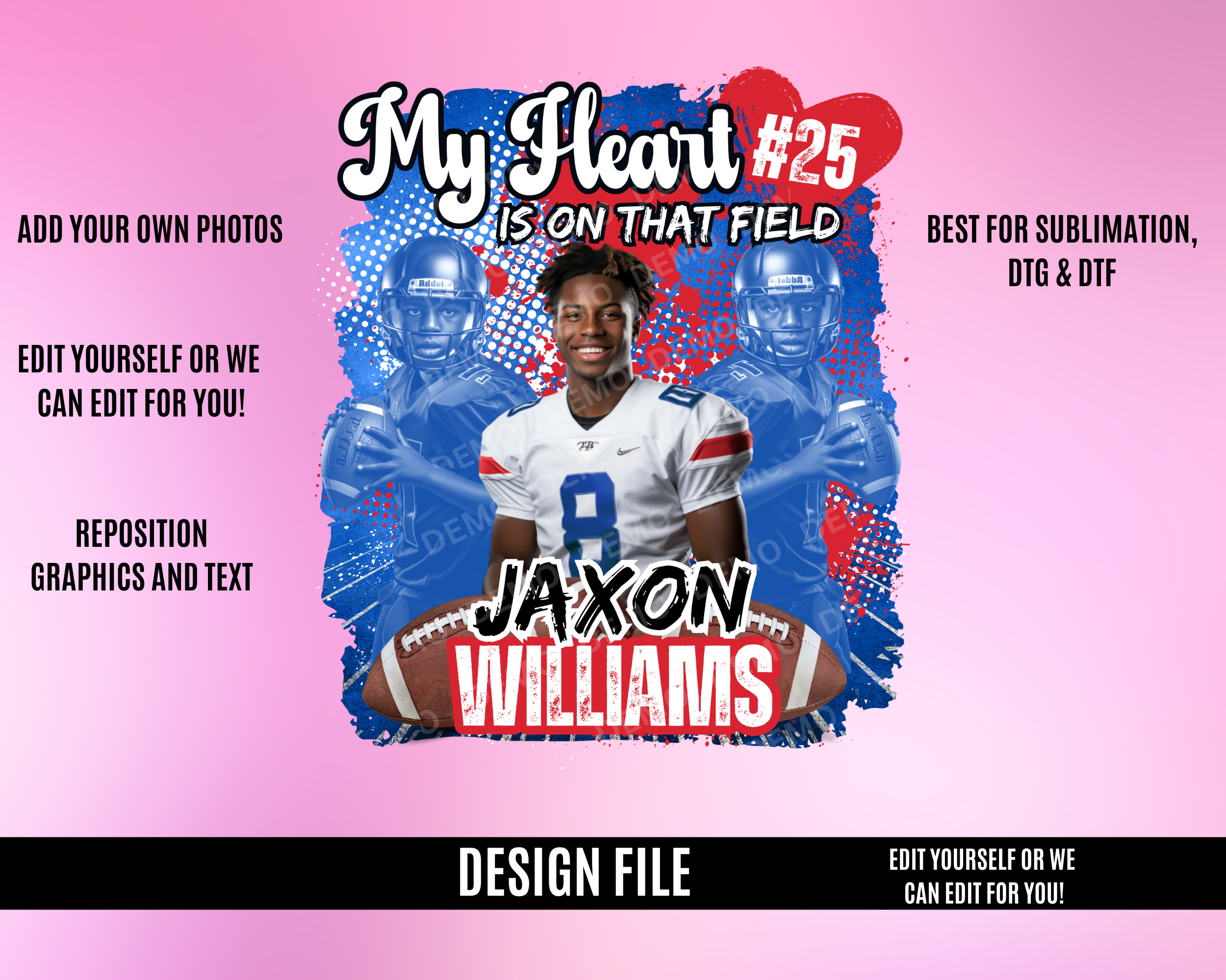 Center Football TShirt Template - My Heart Blue