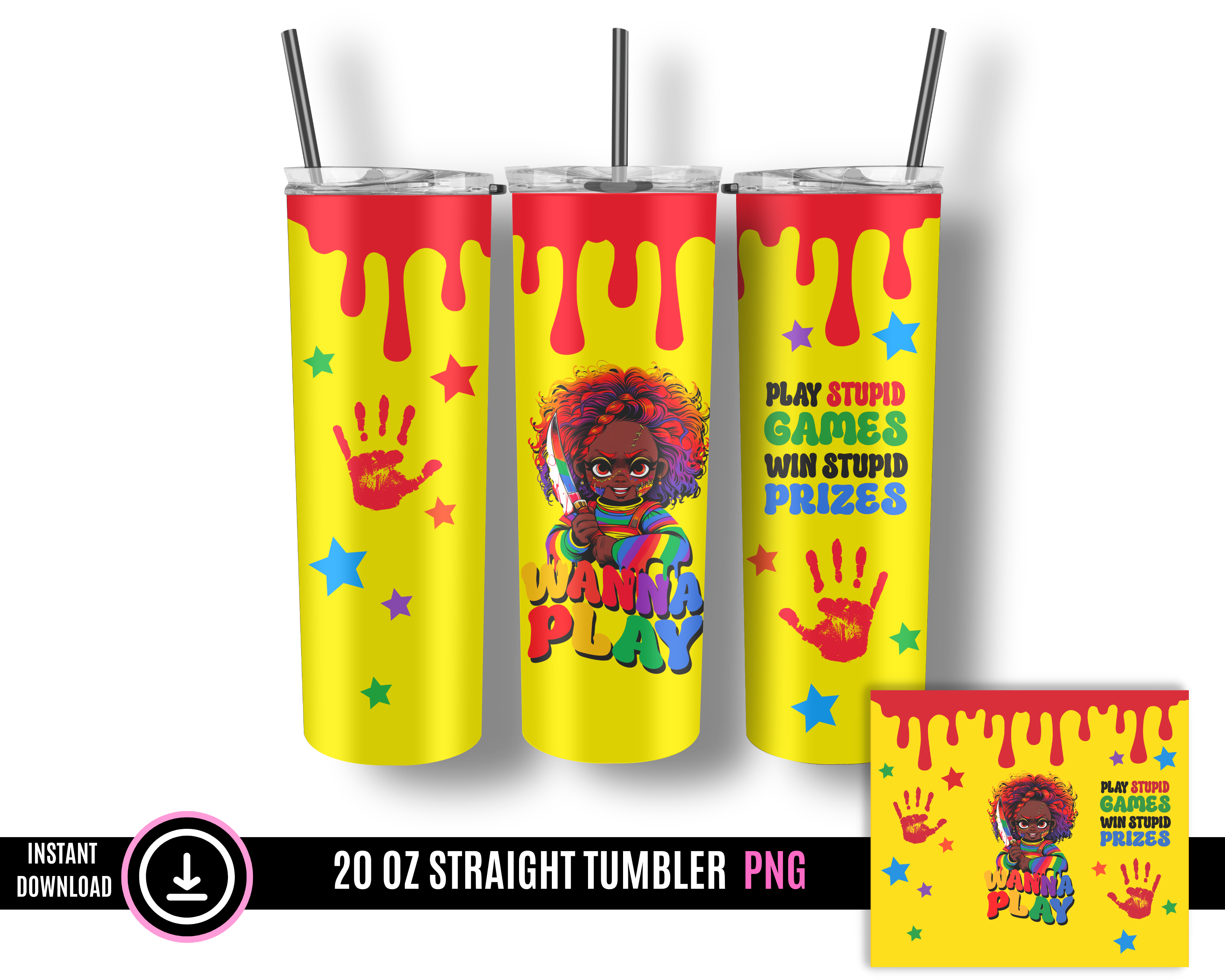 Creepy Black Girl Halloween Tumbler Wrap