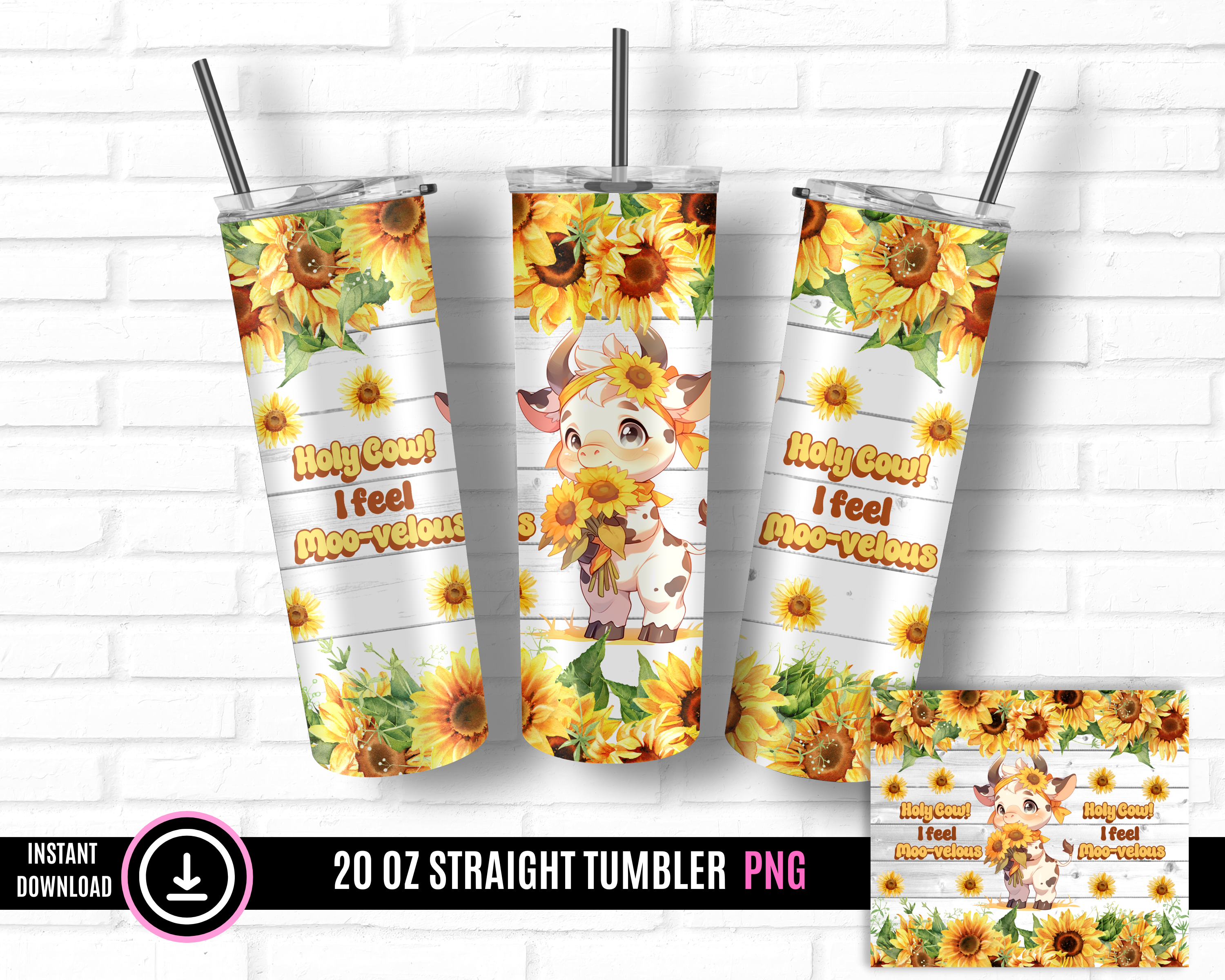Sunflower Cow Tumbler Wrap