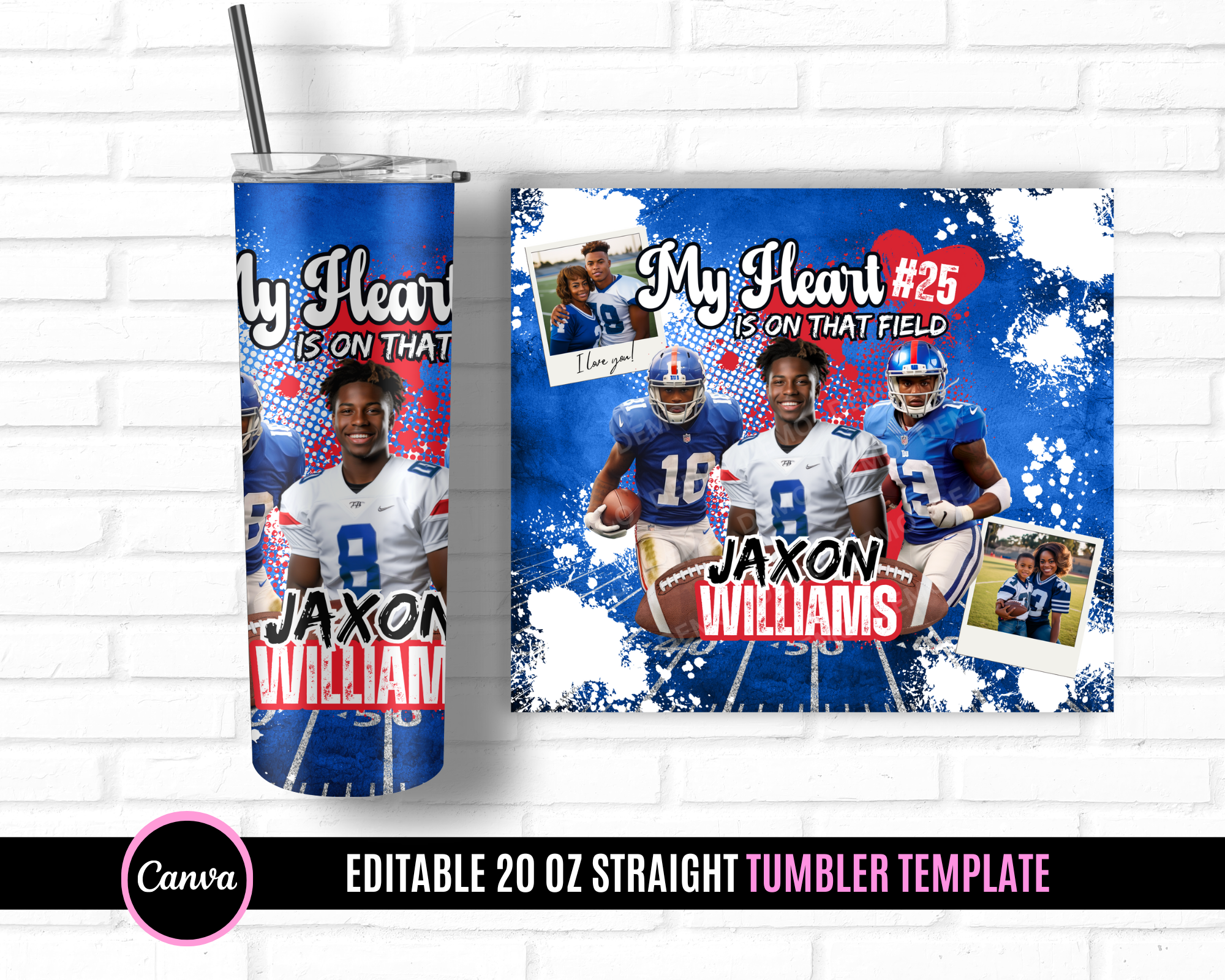 My Heart Football Tumbler Wrap
