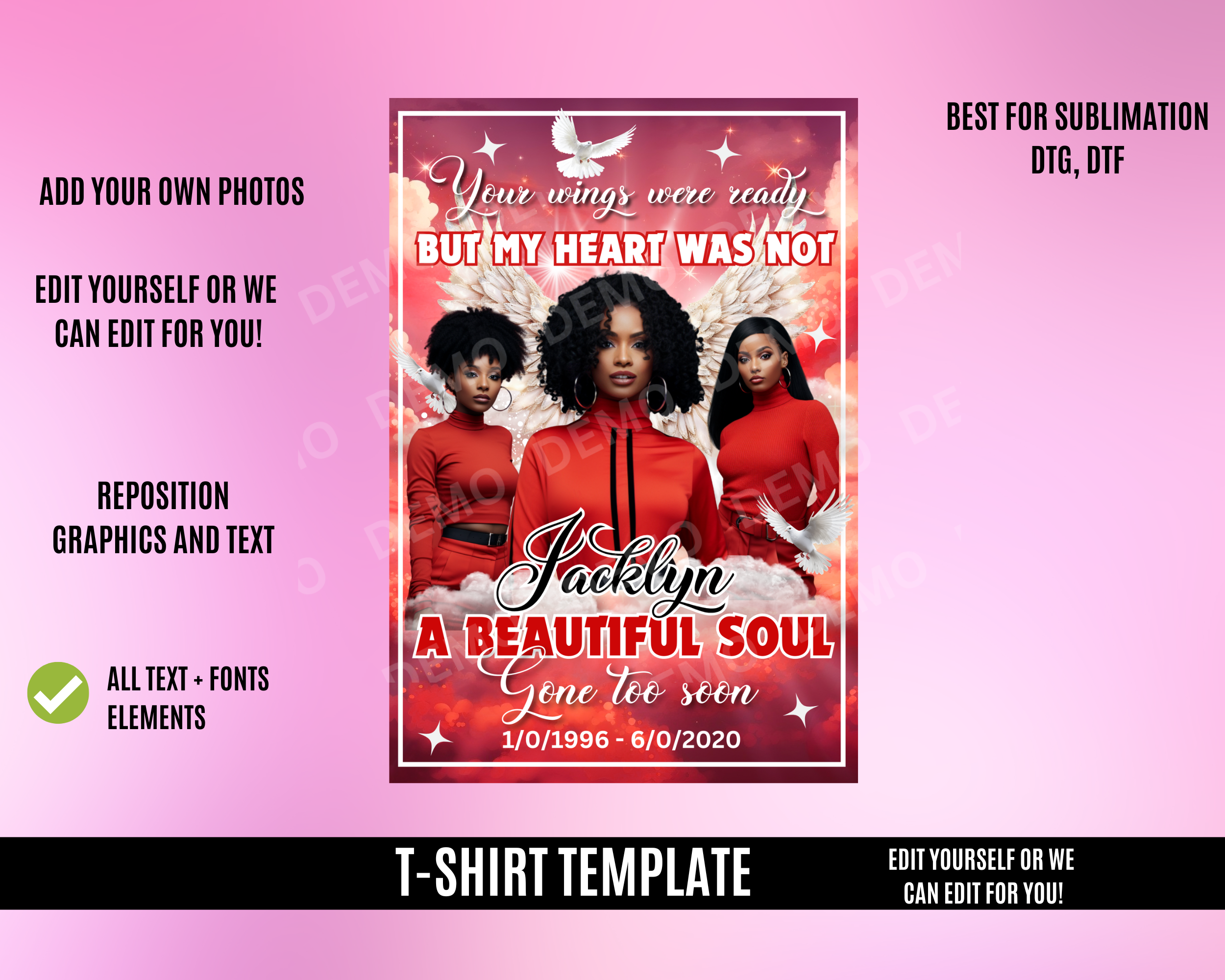 Memorial 13x19 TShirt Template - Red Theme