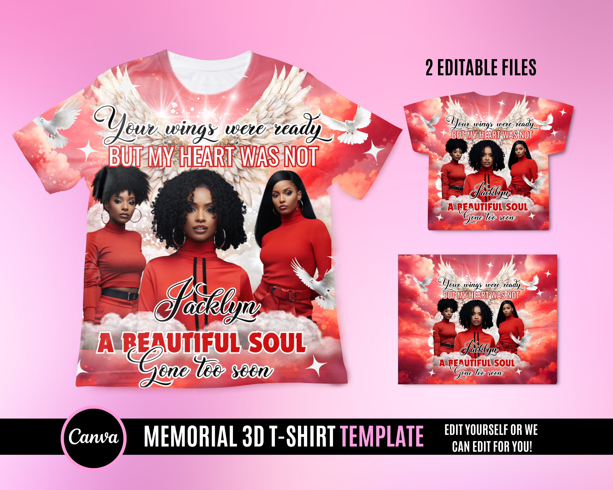 Memorial 3D TShirt Template - Red