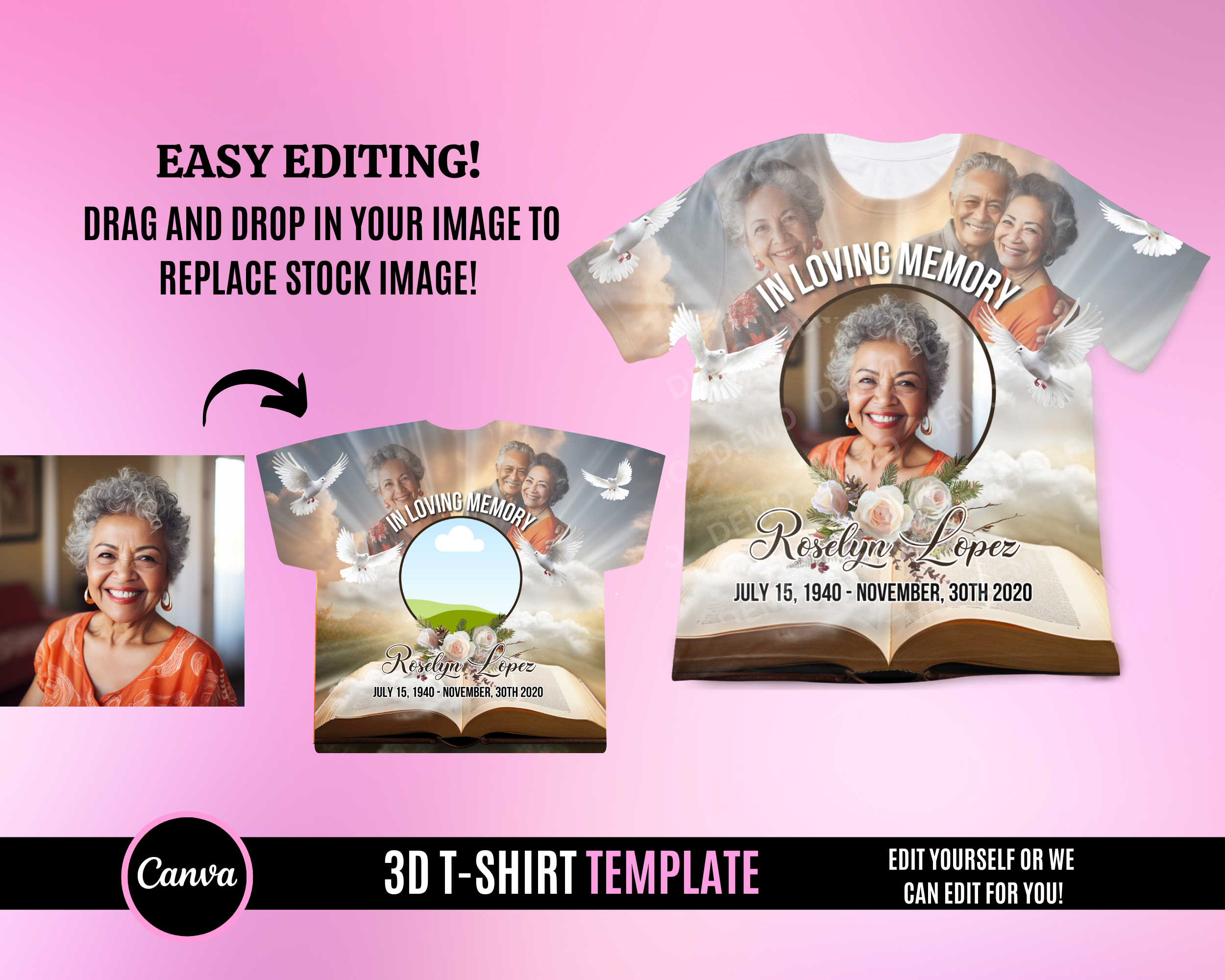 Memorial 3D TShirt Template - Bible Theme