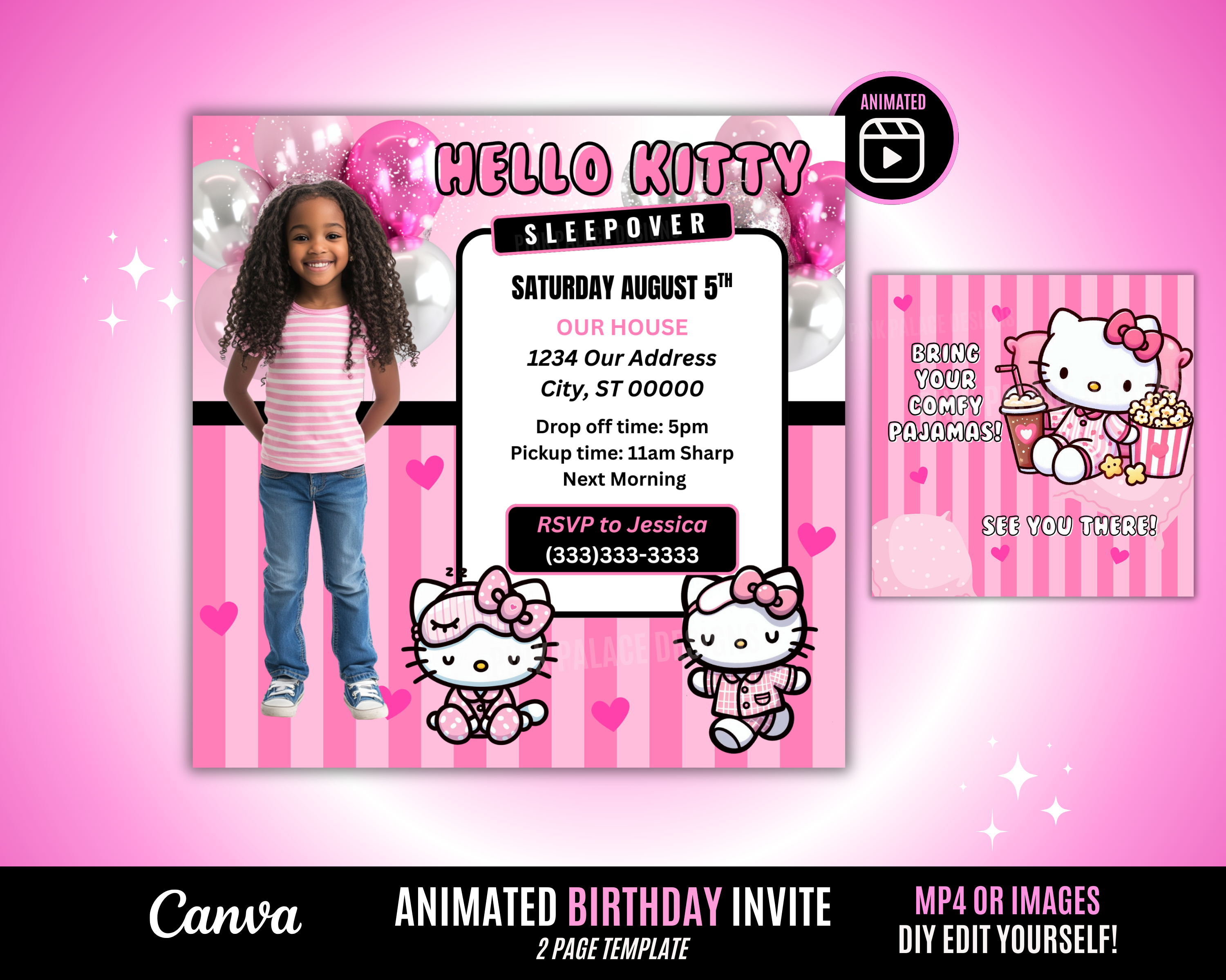 Hello Pink invitation