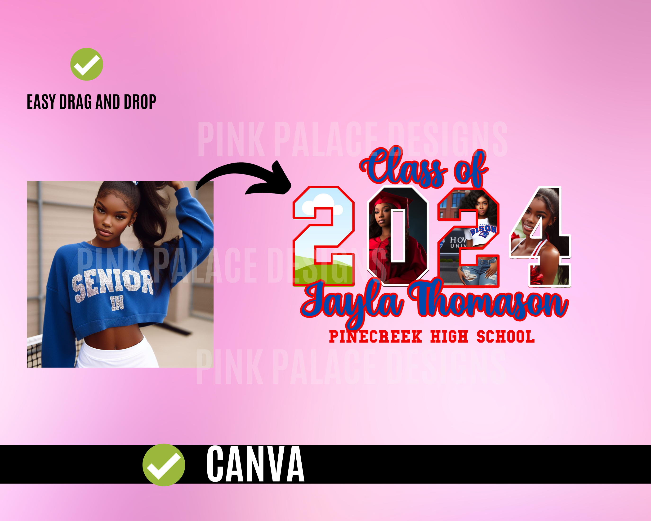 Graduation TShirt Template 2024 - Red and Blue