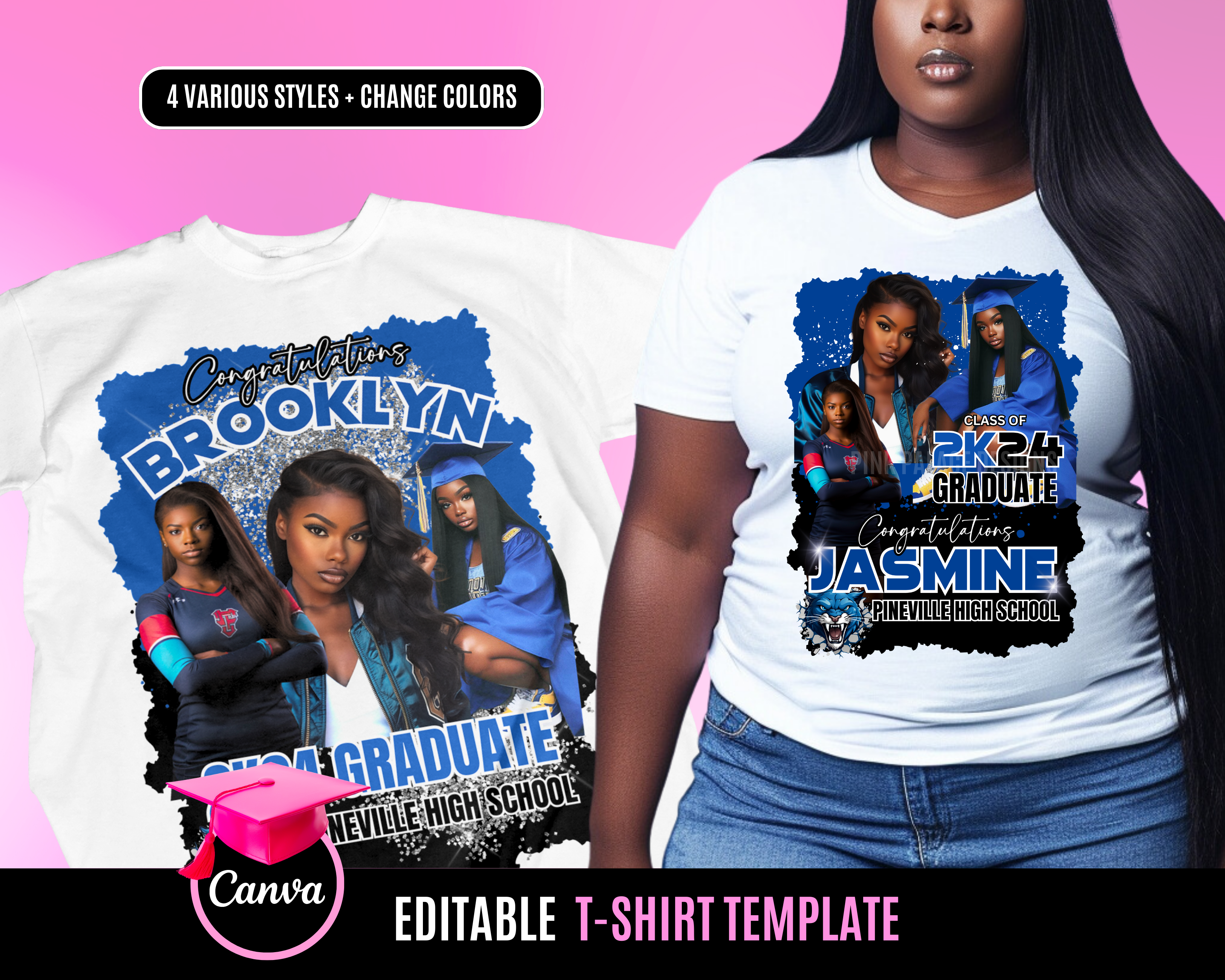 Graduation TShirt Template - Blue and Black
