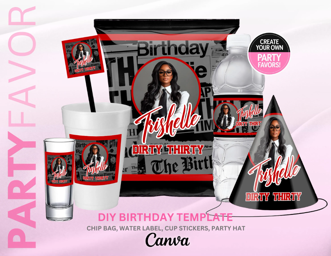Birthday Party Favor -Red Newspaper