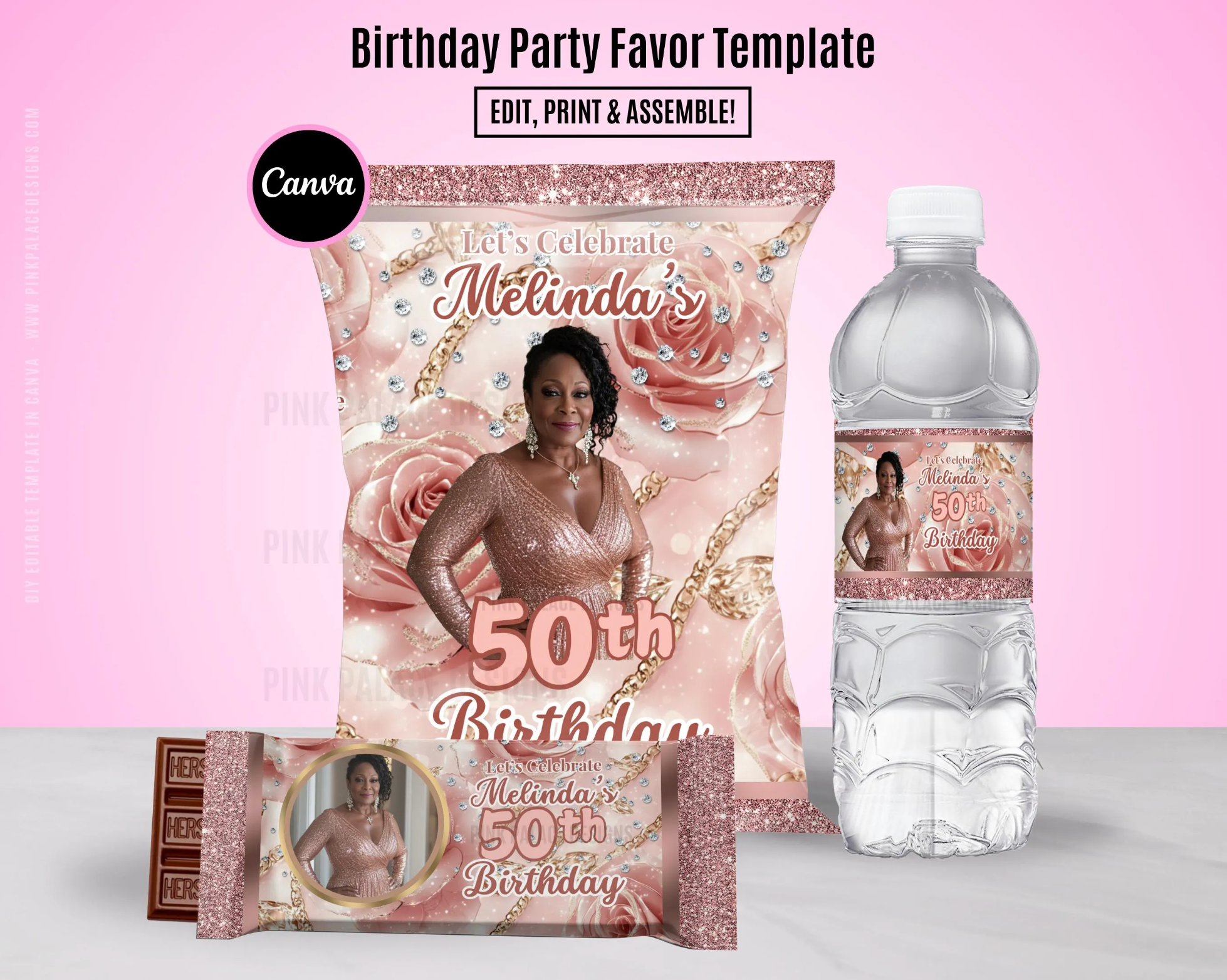 Rose Gold 50th Birthday Chips