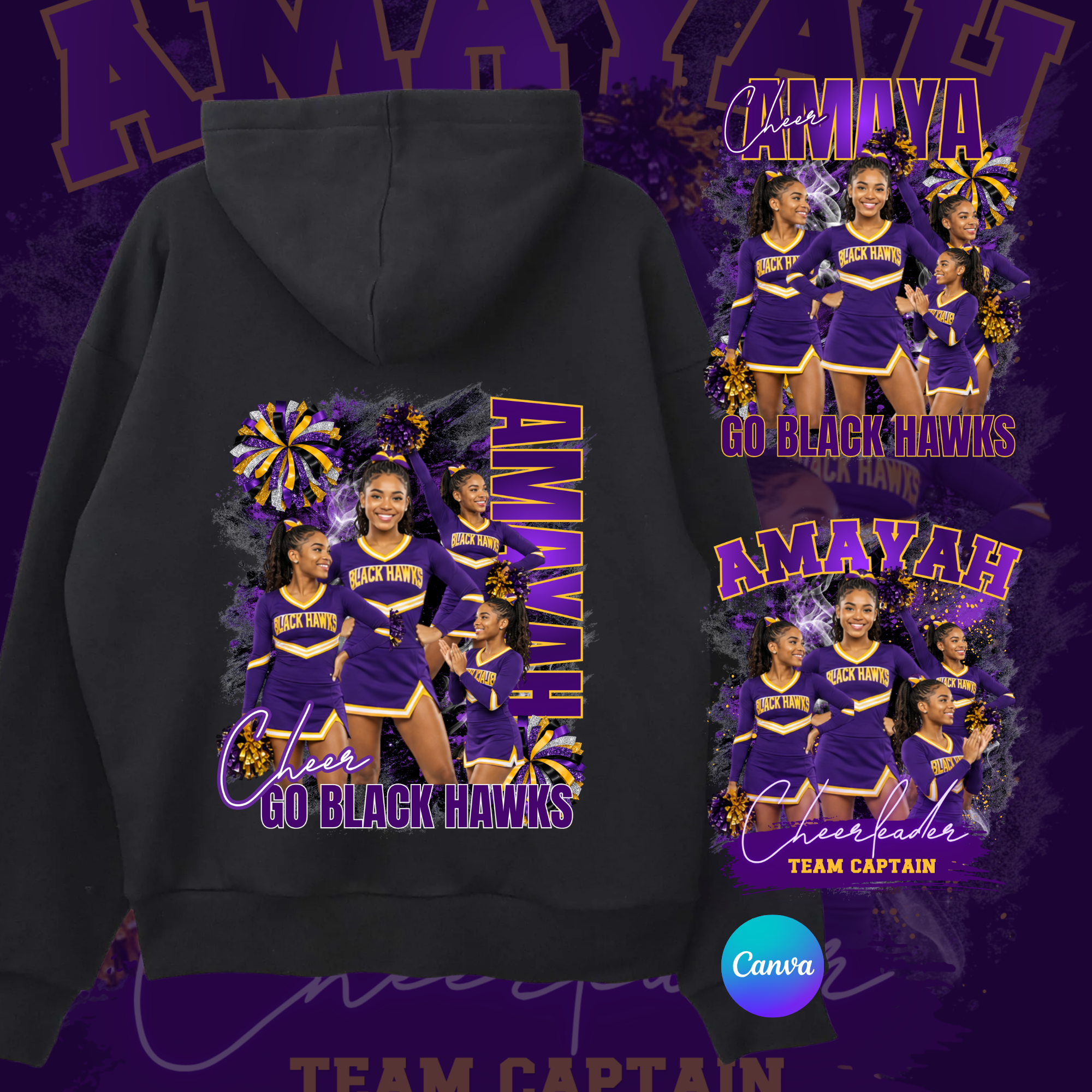 Purple Cheerleader Gameday Shirt (Digital Template)