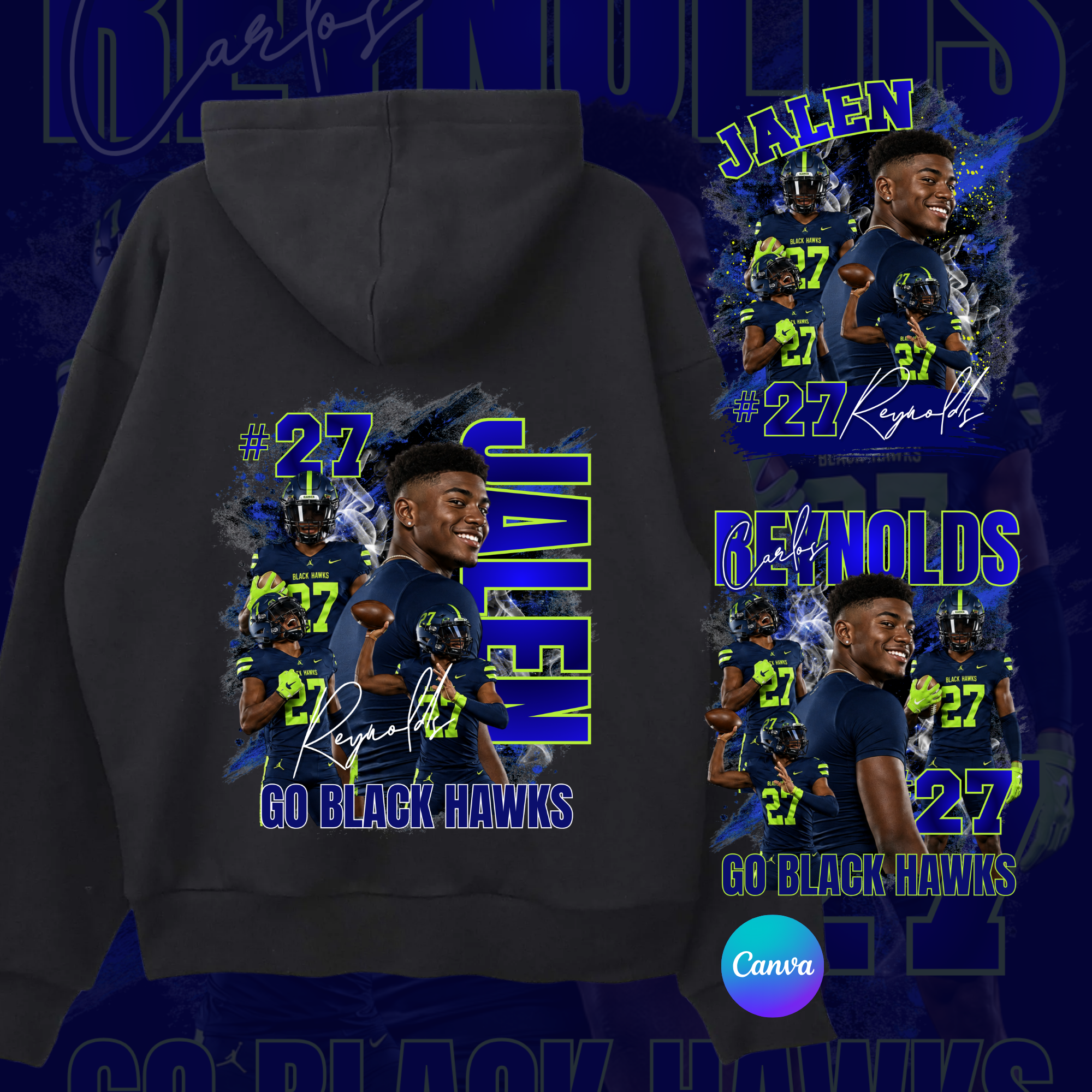 Blue Green Football Gameday Shirt (Digital Template)