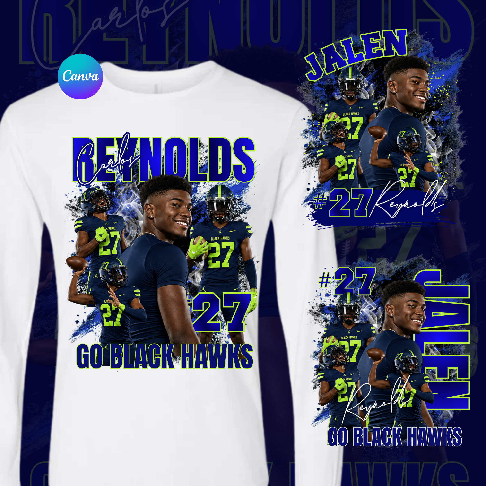 Blue Green Football Gameday Shirt (Digital Template)