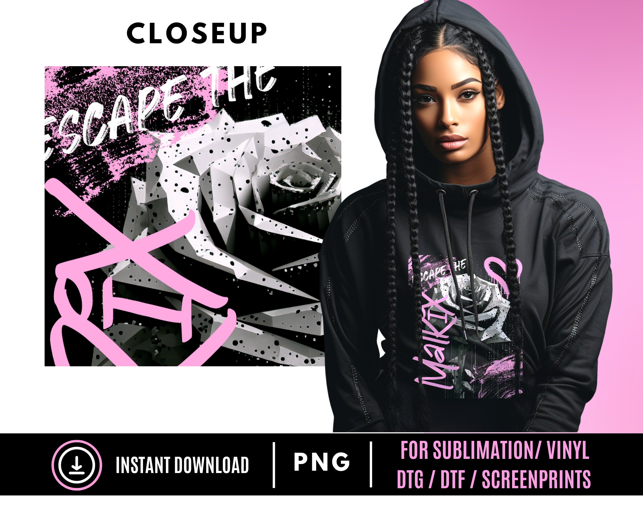 Rose Graphic perfect for tshirt designs, DTG, DTF, Sublimation