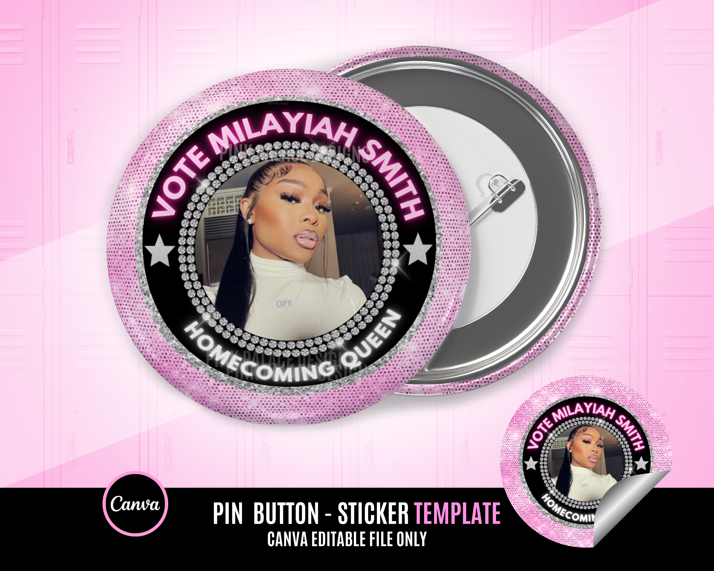 Pink Diamond Button Sticker