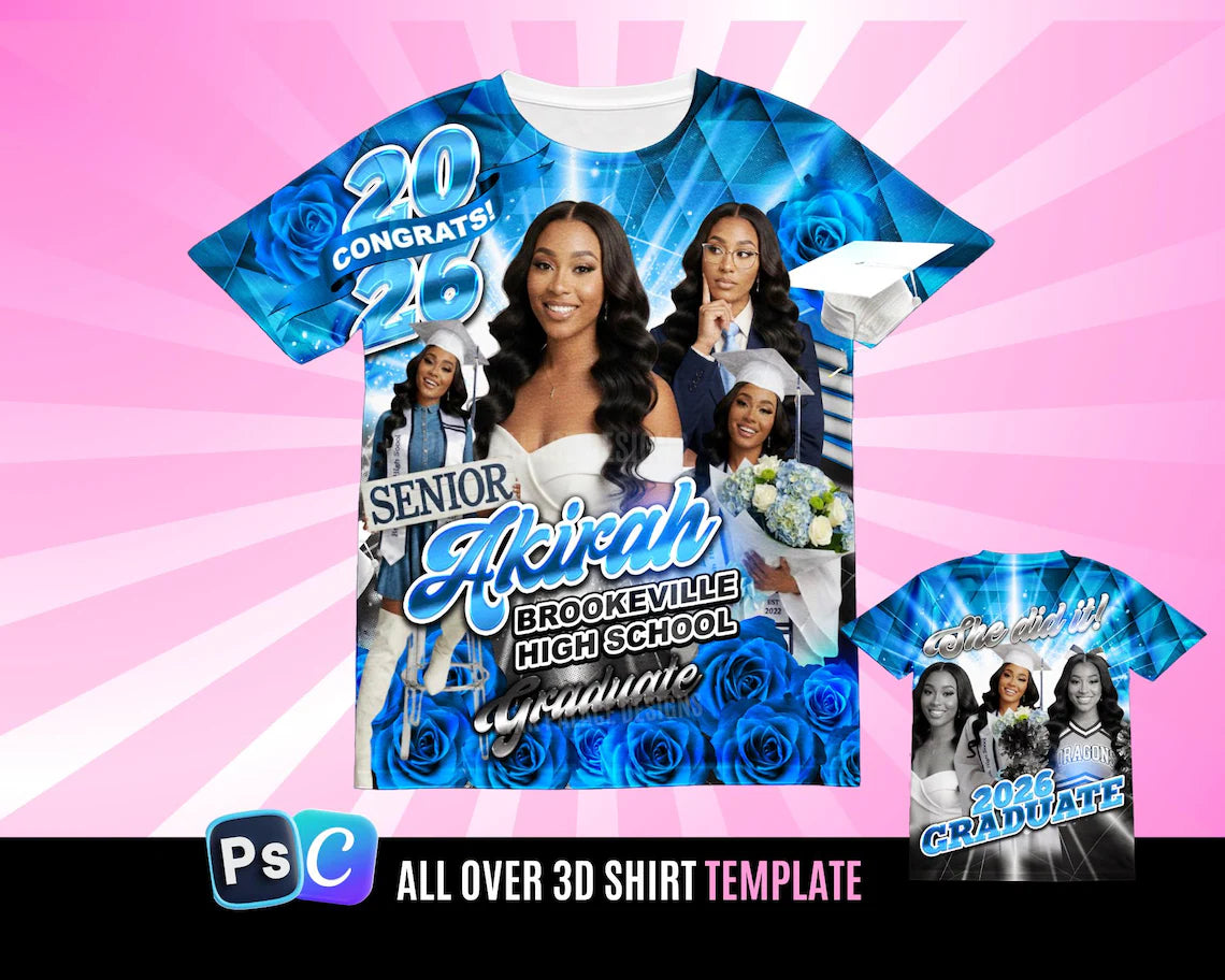 Blue Rose All Over Grad Shirt