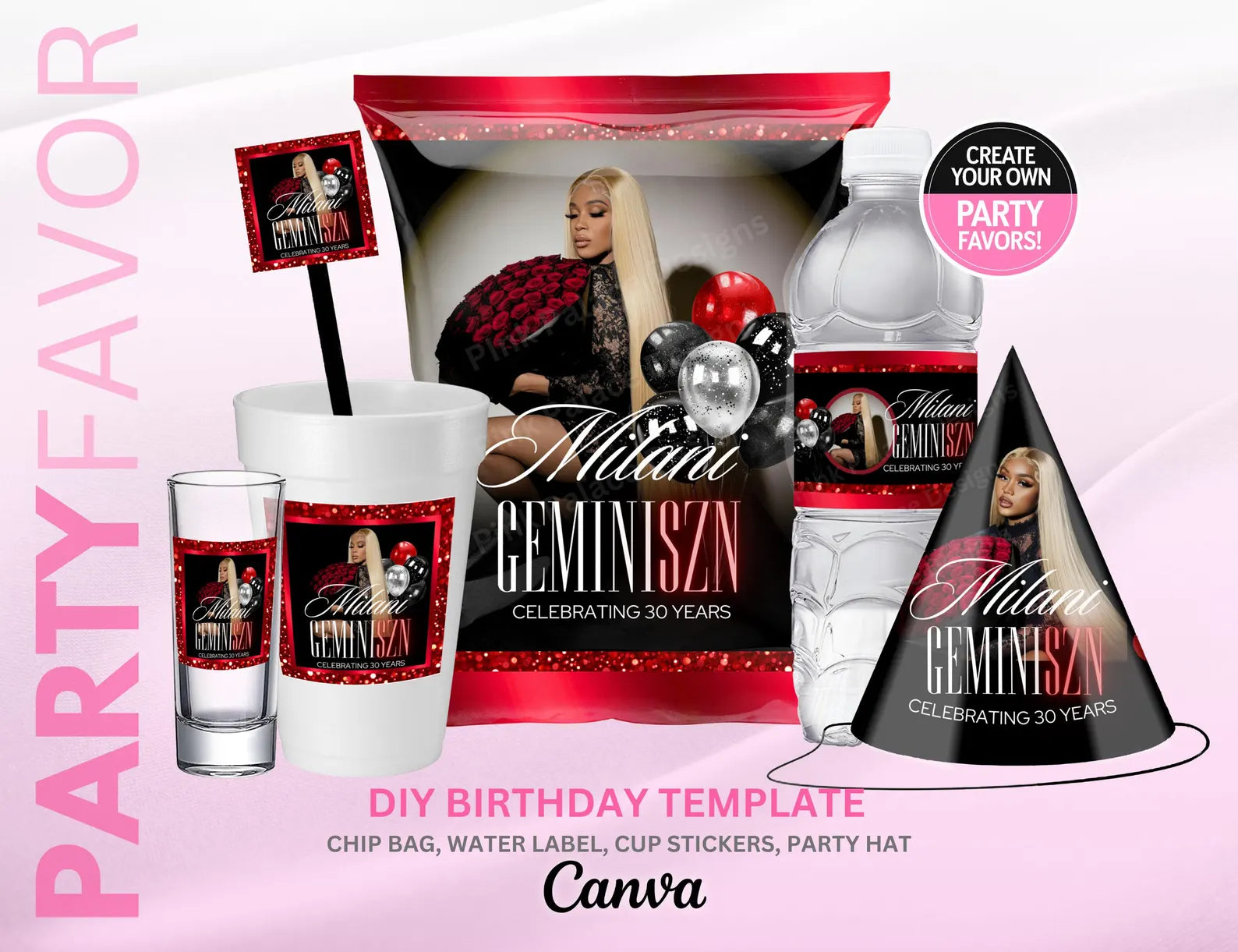 Birthday Party Favor - Red Black