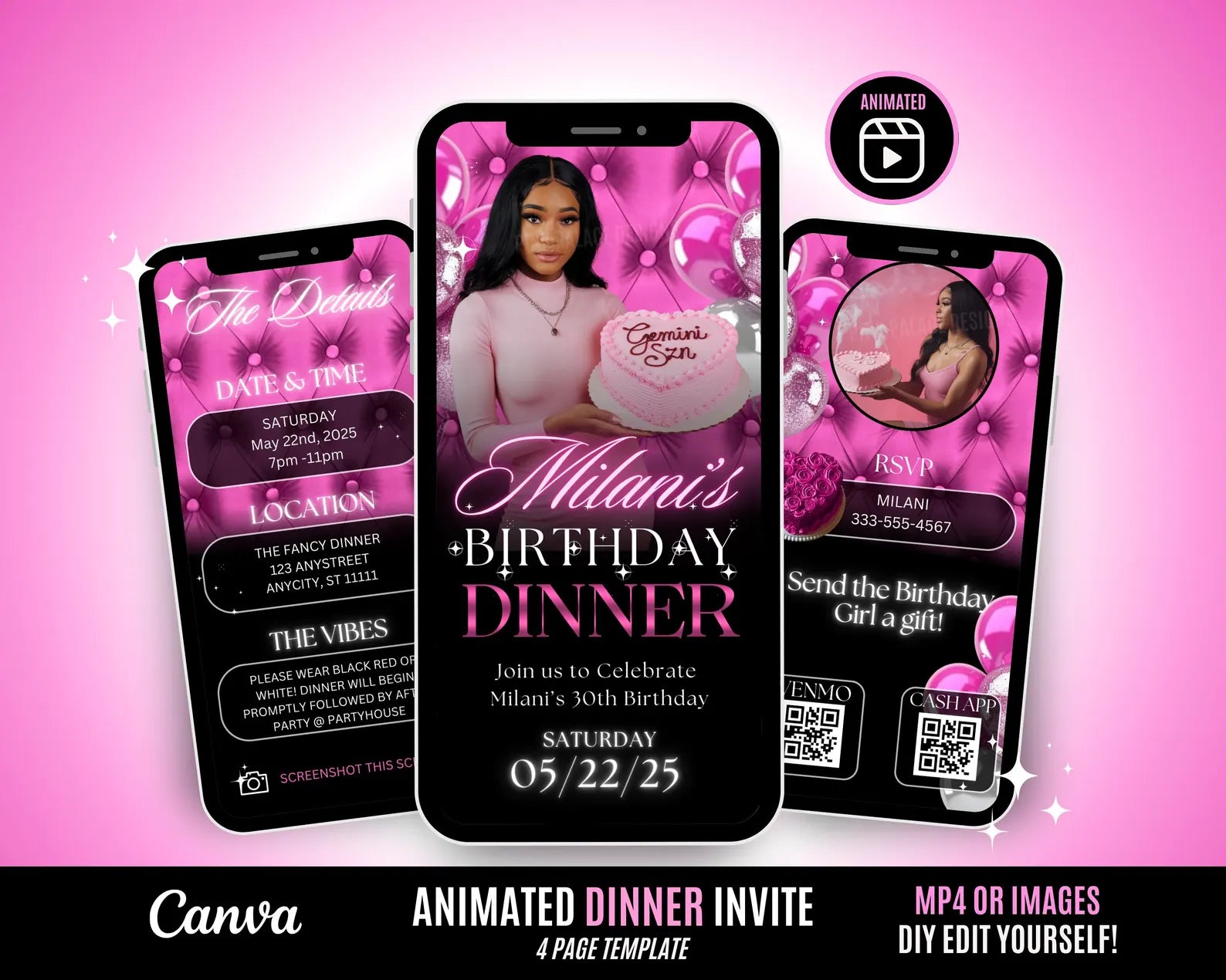 Birthday Invitation - Pink