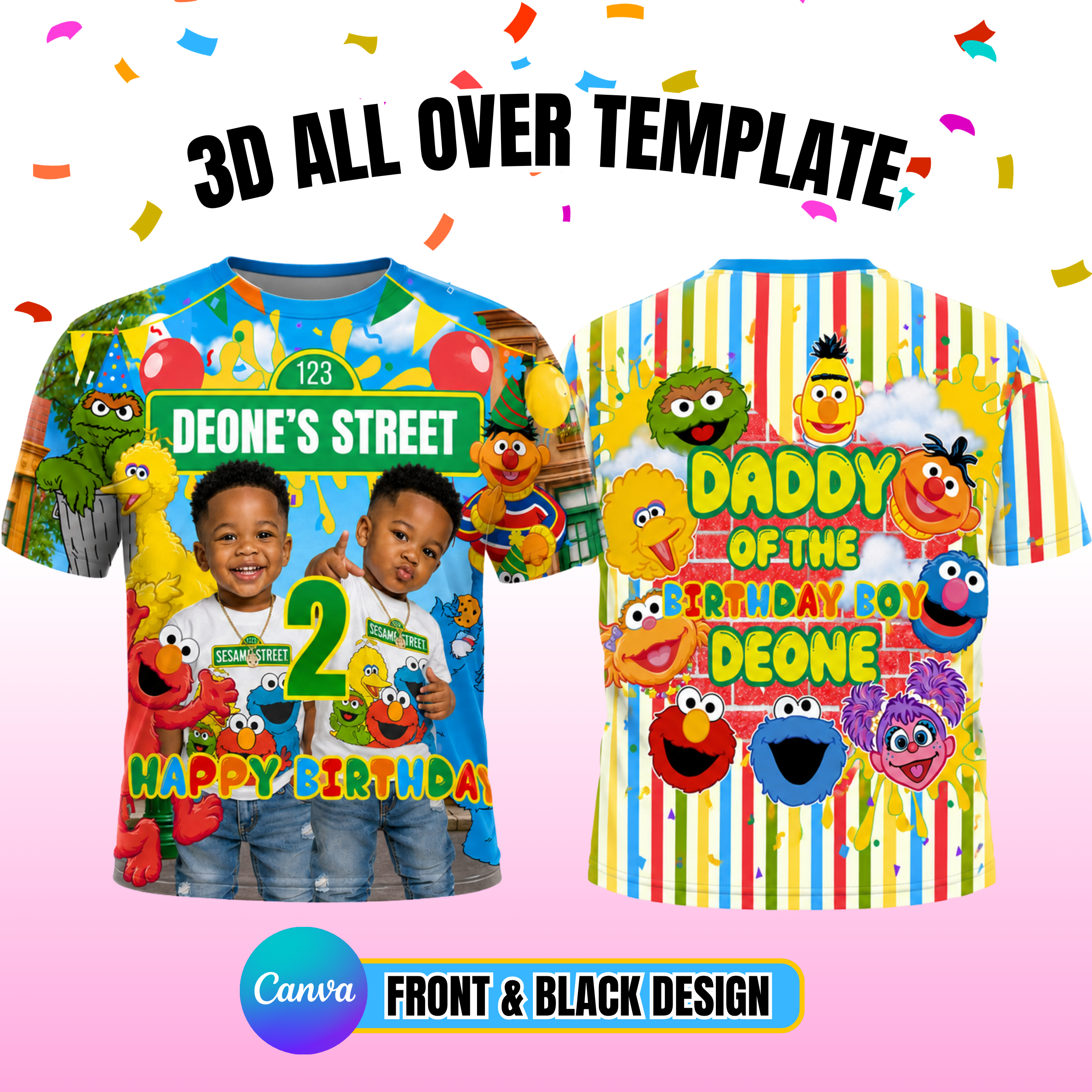 3D All Over Print Shirt Template – Editable Sublimation Design