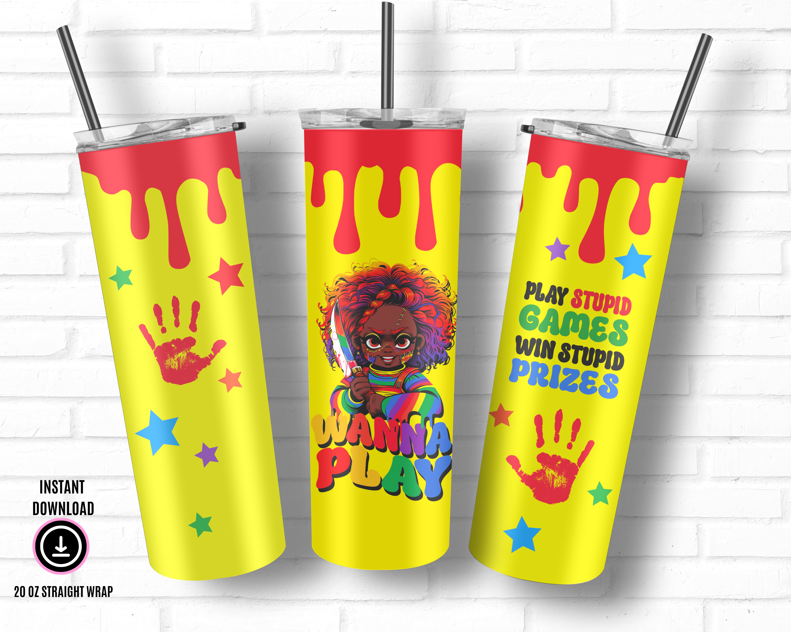 Creepy Black Girl Halloween Tumbler Wrap