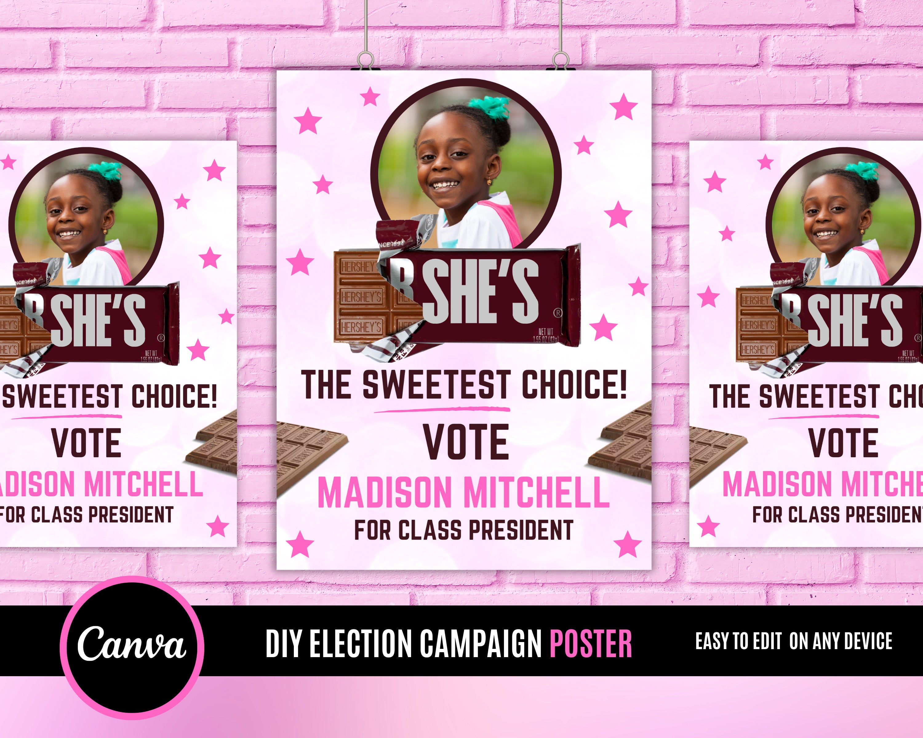 Hershey Campaign Poster Student Council Pink Palace Designs hershey-campaign-poster-student-council-pink-palace-designs