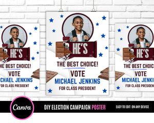 Election Campaign Poster, Hershey Poster, Homecoming Poster, Vote for me poster, Poster is for any election title edit with canva