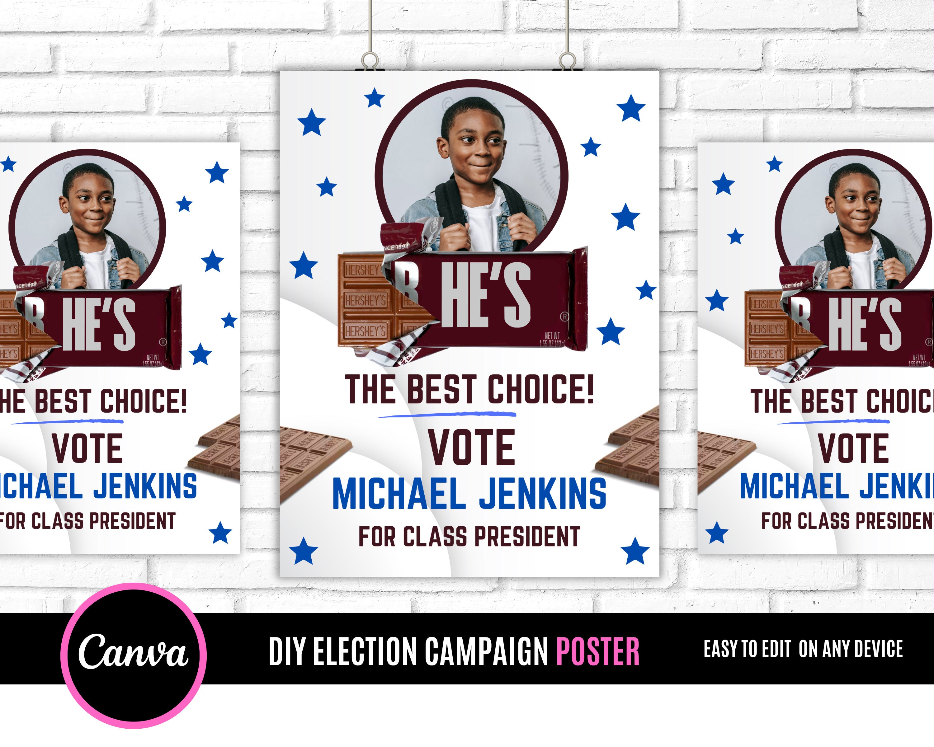 Election Campaign Poster, Hershey Poster, Homecoming Poster, Vote for me poster, Poster is for any election title edit with canva