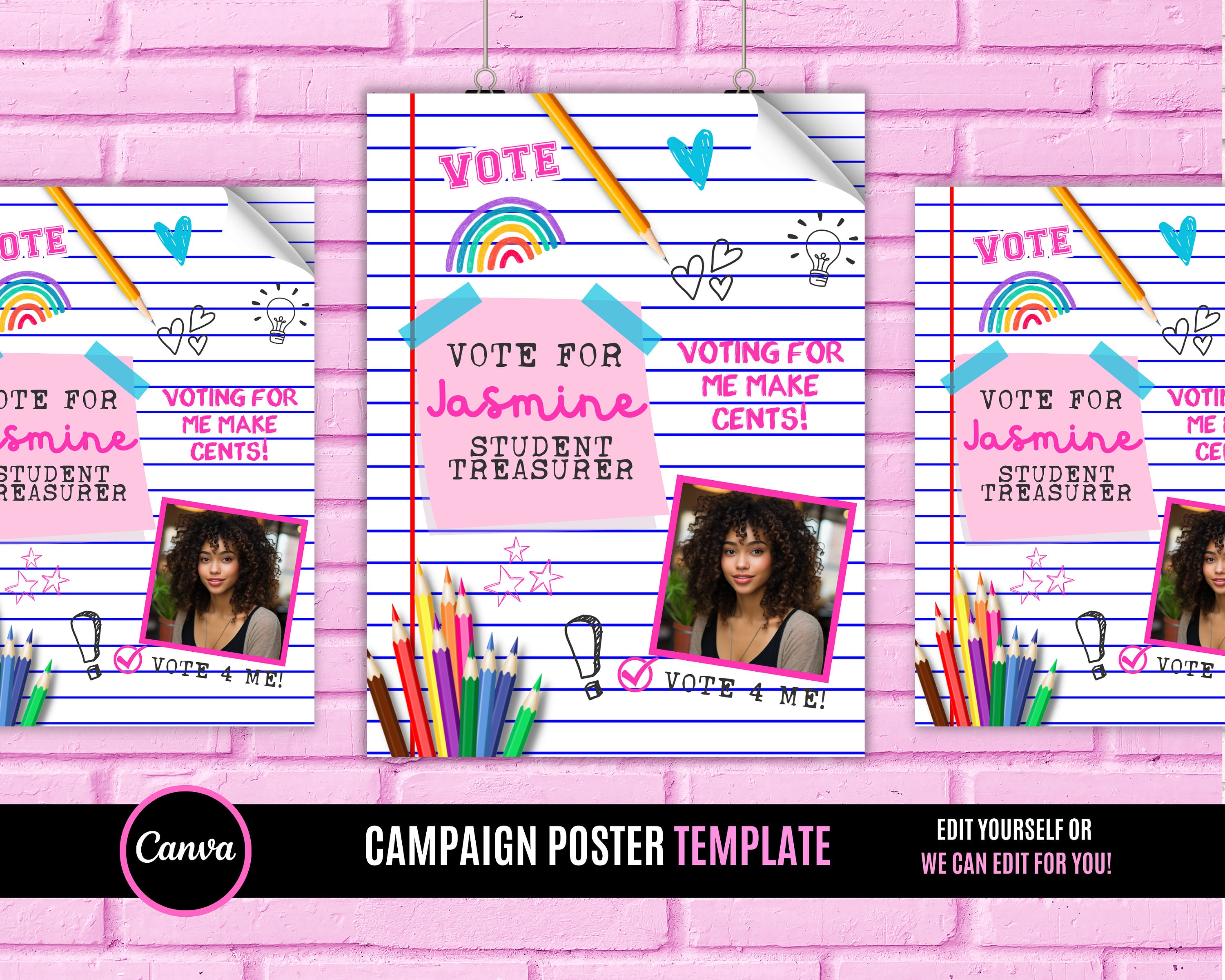 Campaign Poster, Vote Poster, Homecoming Poster, class treasurer, class president, Class campaign, Edit Online then Print poster