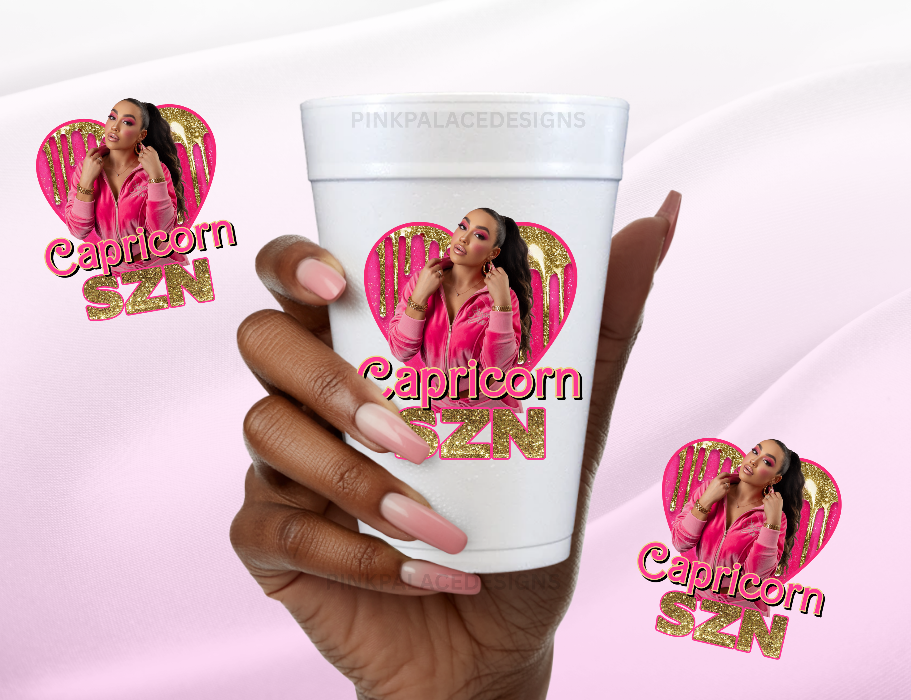 Pink Gold Zodiac Birthday Design