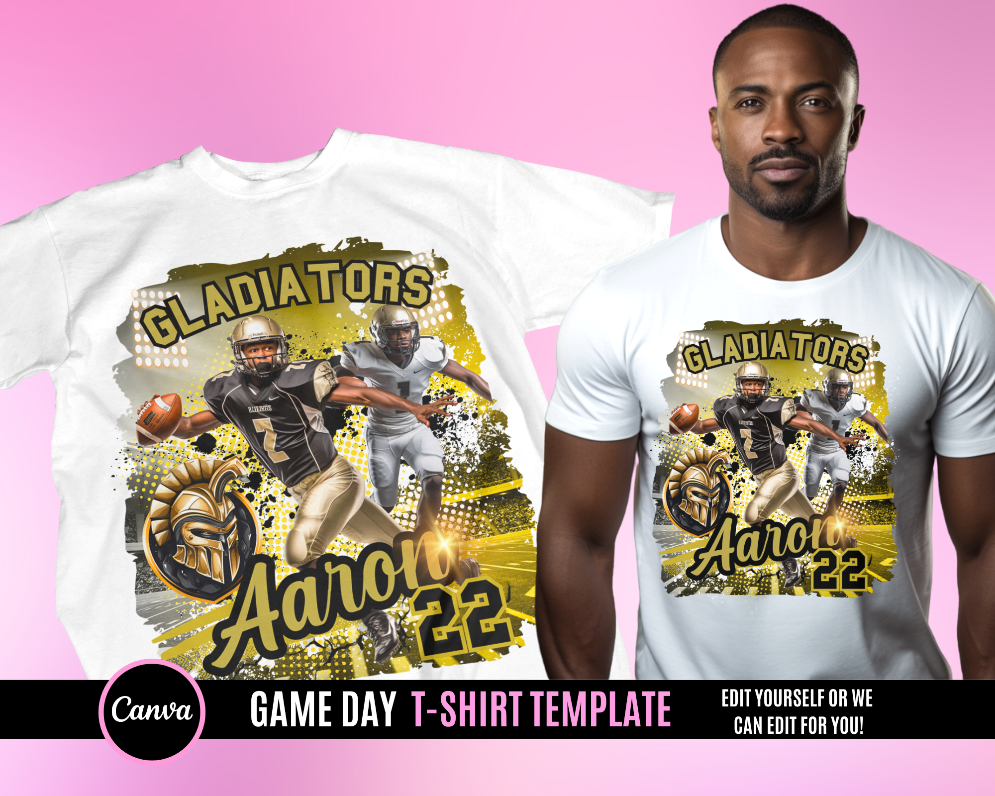Center Football TShirt Template - Black and Gold
