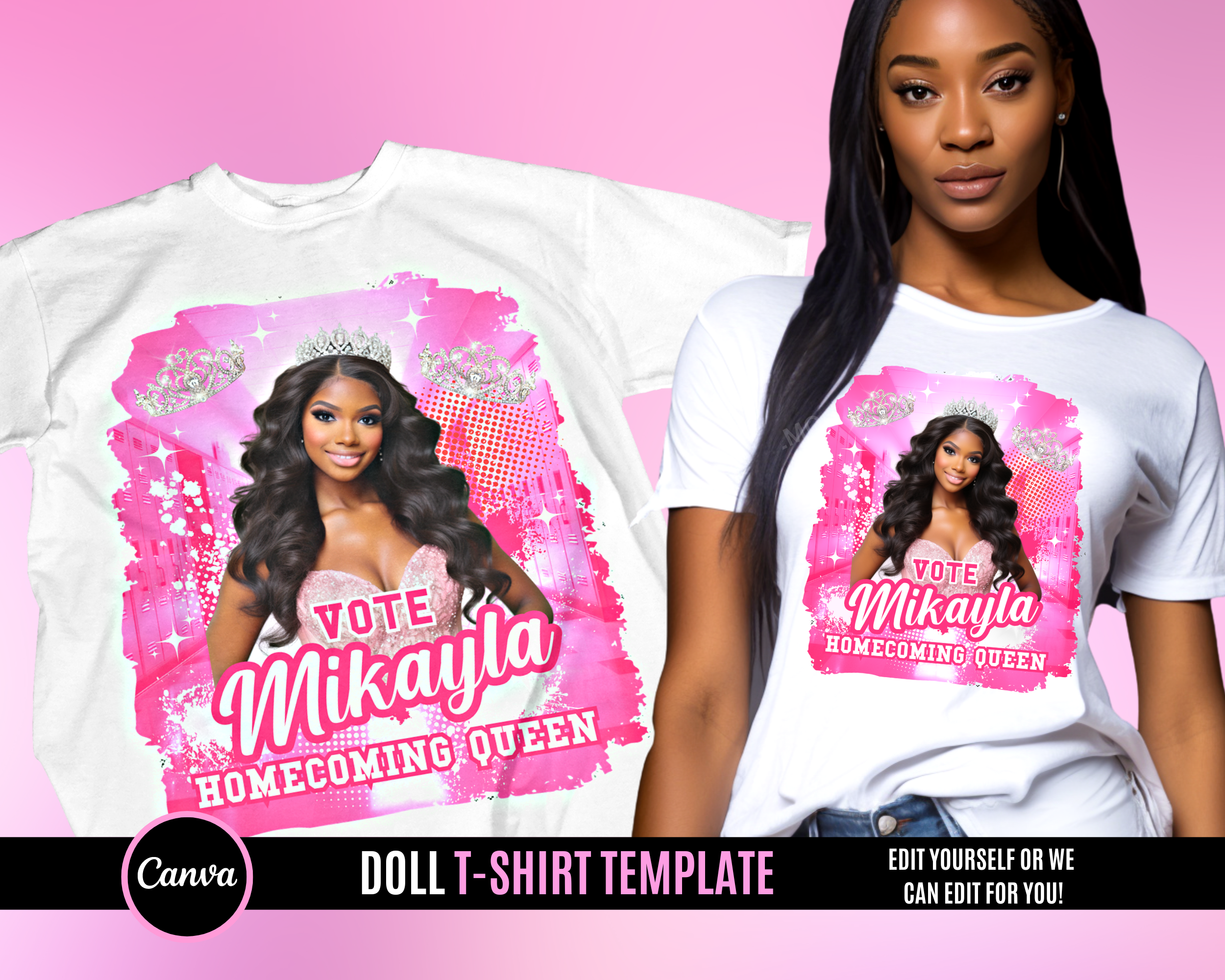 Center Homecoming Queen TShirt Template -Pink