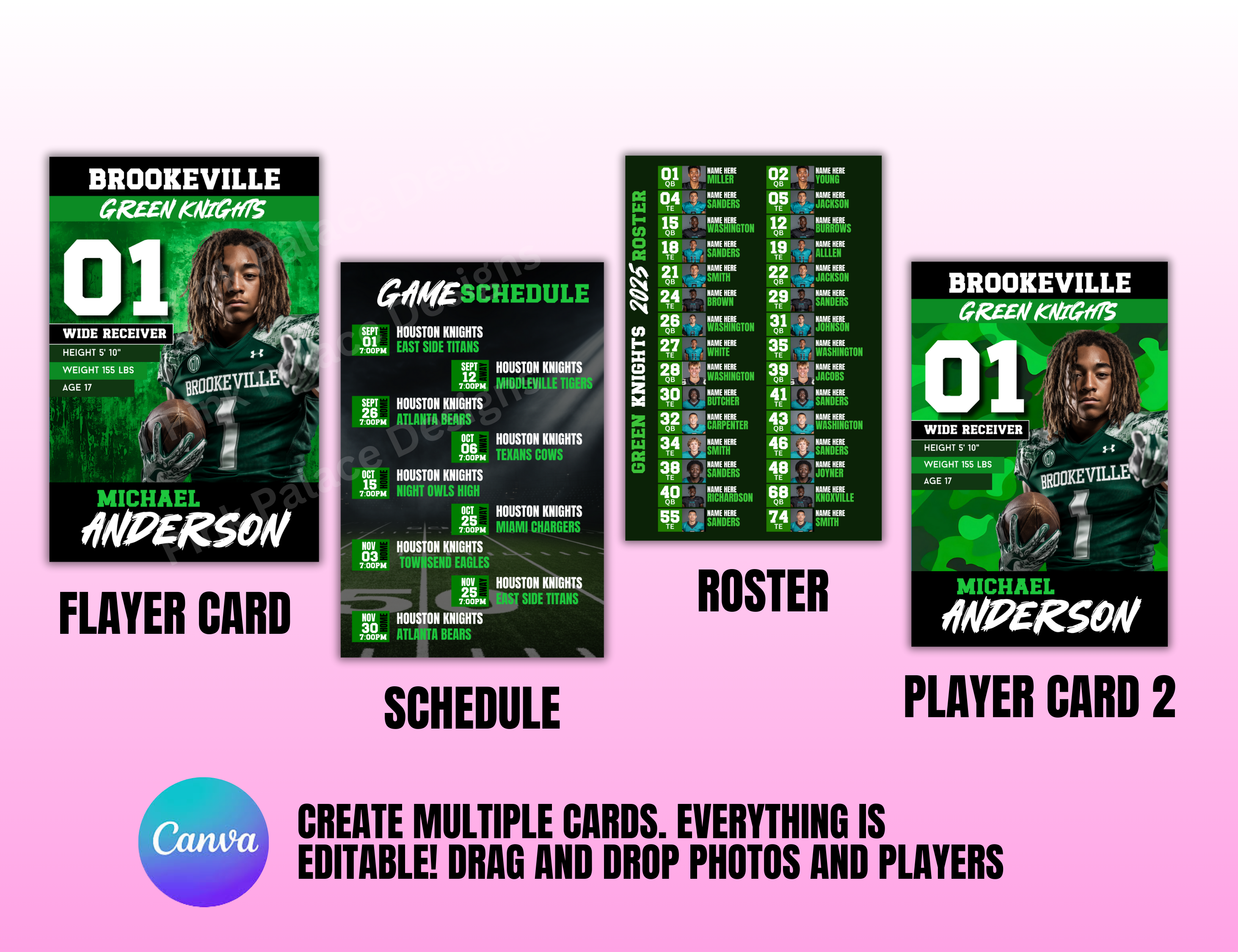 Football Lanyard template Green