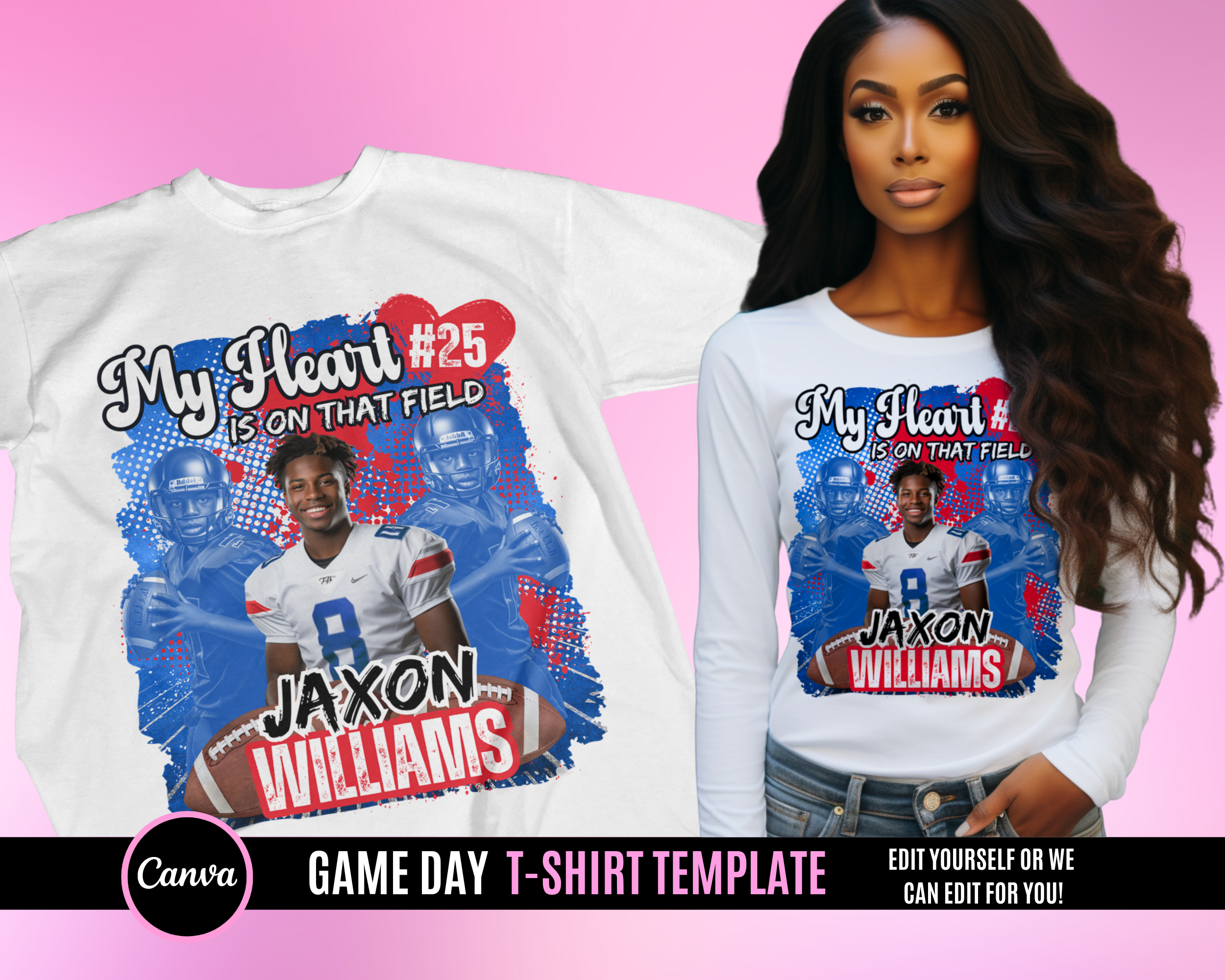 Center Football TShirt Template - My Heart Blue