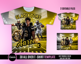 3D Football TShirt Template - Black Gold