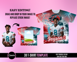 3D Football TShirt Template - Red Teal