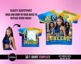 3D Cheerleader TShirt Template - Blue Yellow
