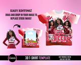 3D Cheerleader TShirt Template - Red White