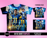 3D Football TShirt Template - Blue
