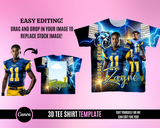 3D Football TShirt Template - Blue