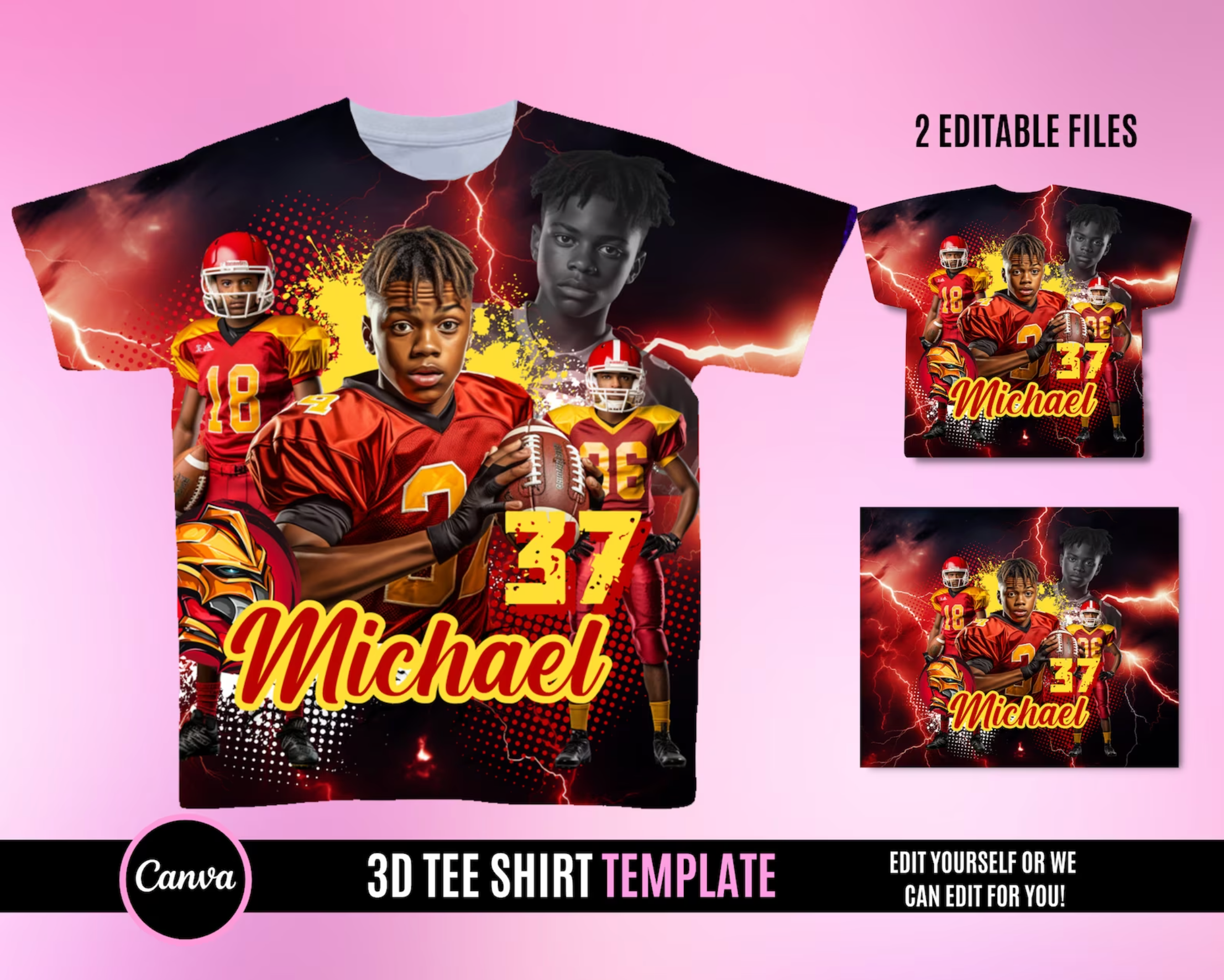 3D Football TShirt Template - Red Yellow