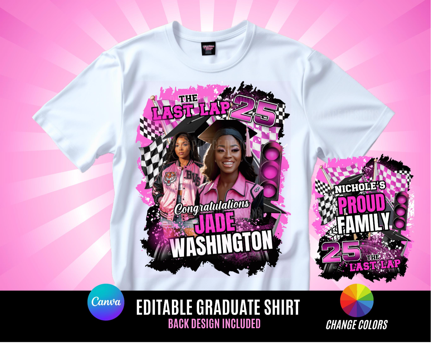 Last Lap Pink Graduation Shirt